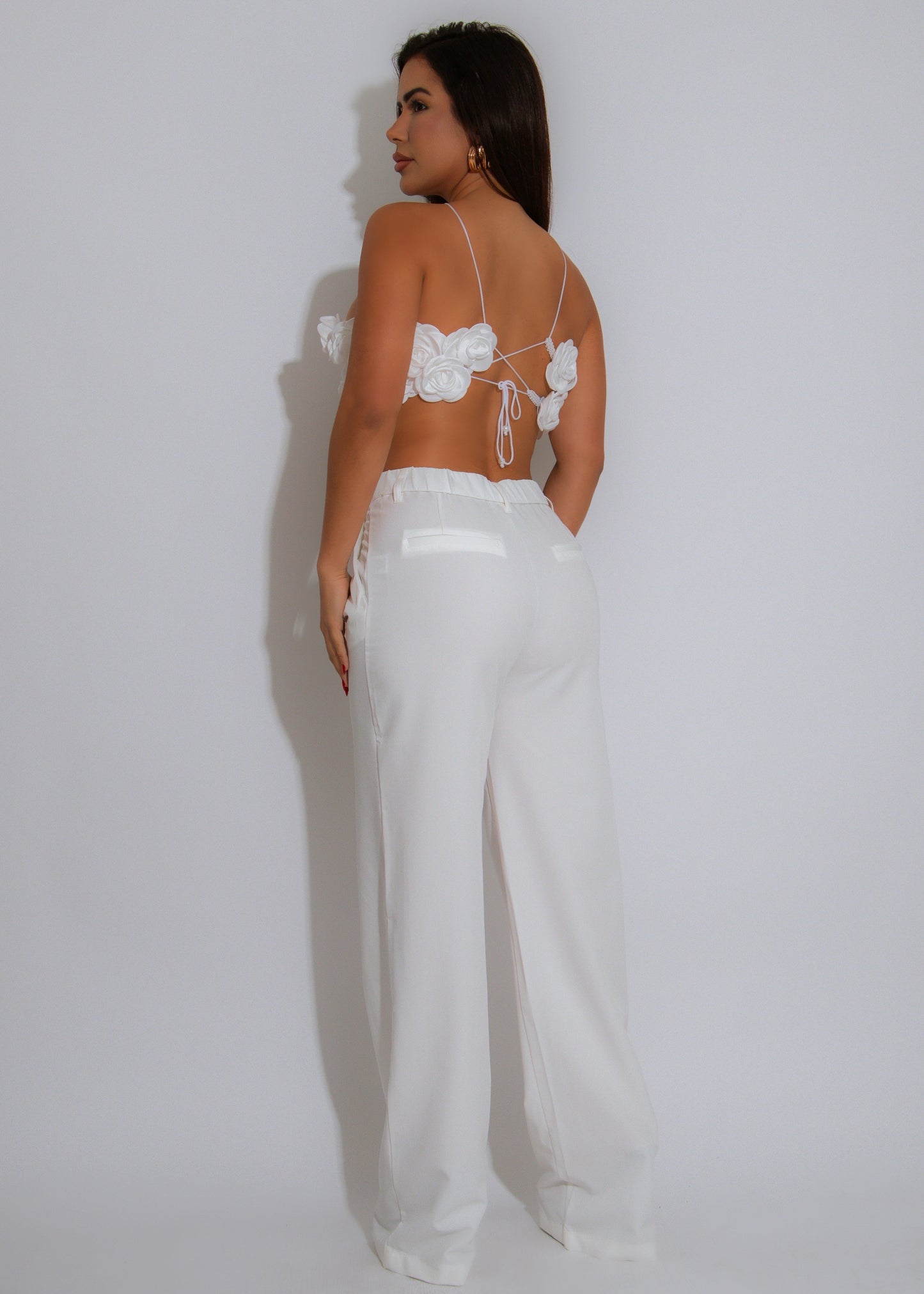My True Passion Floral Crop Top White