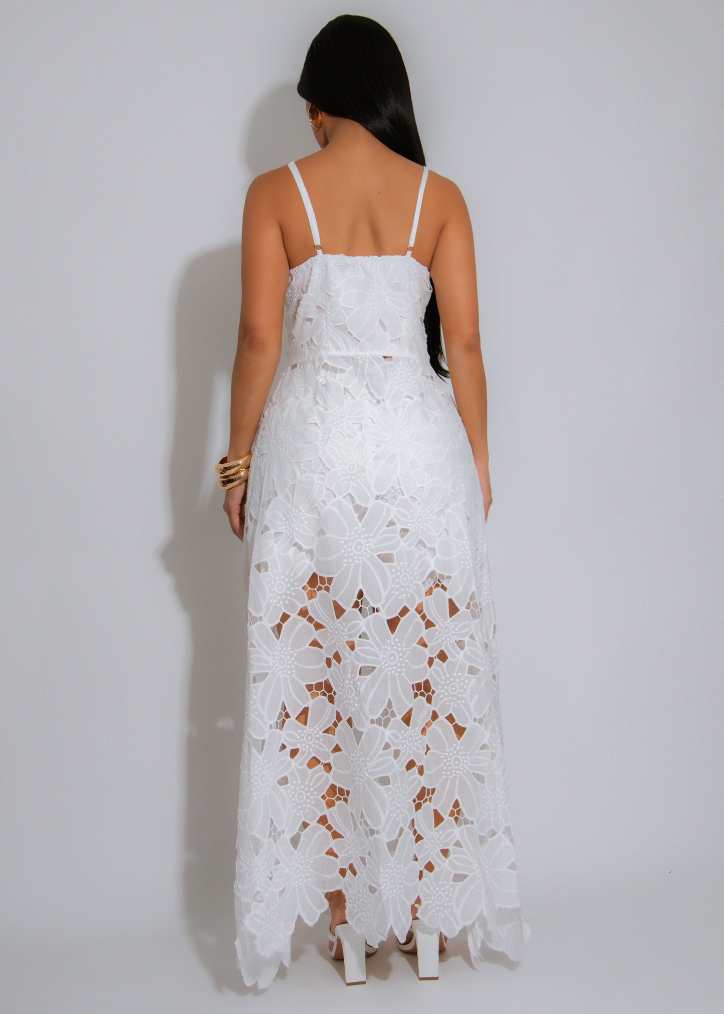 Modal Loose Off Floral Short Set White