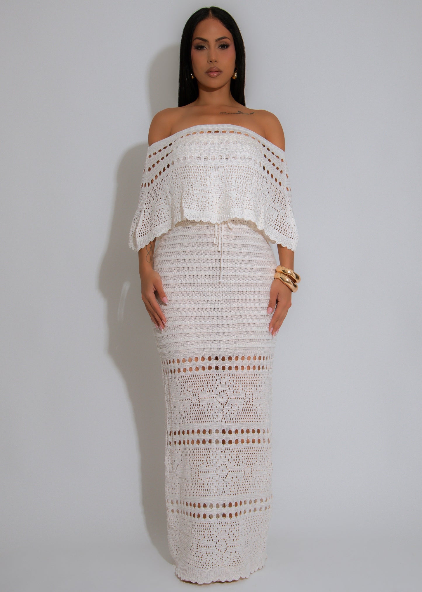 Sunseeker Knit Maxi Dress White
