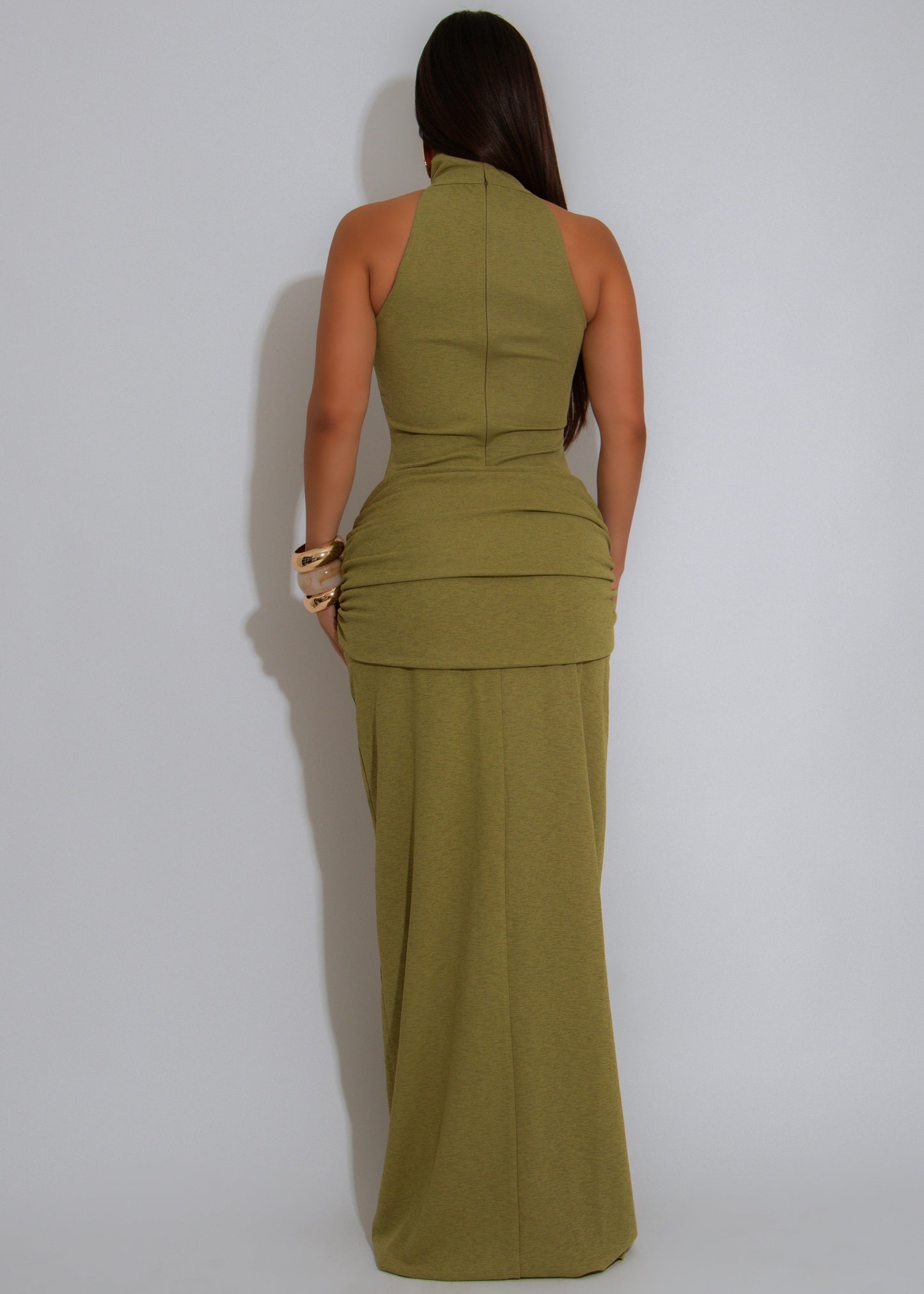 Soft Rhythm Ruched Maxi Dress Green
