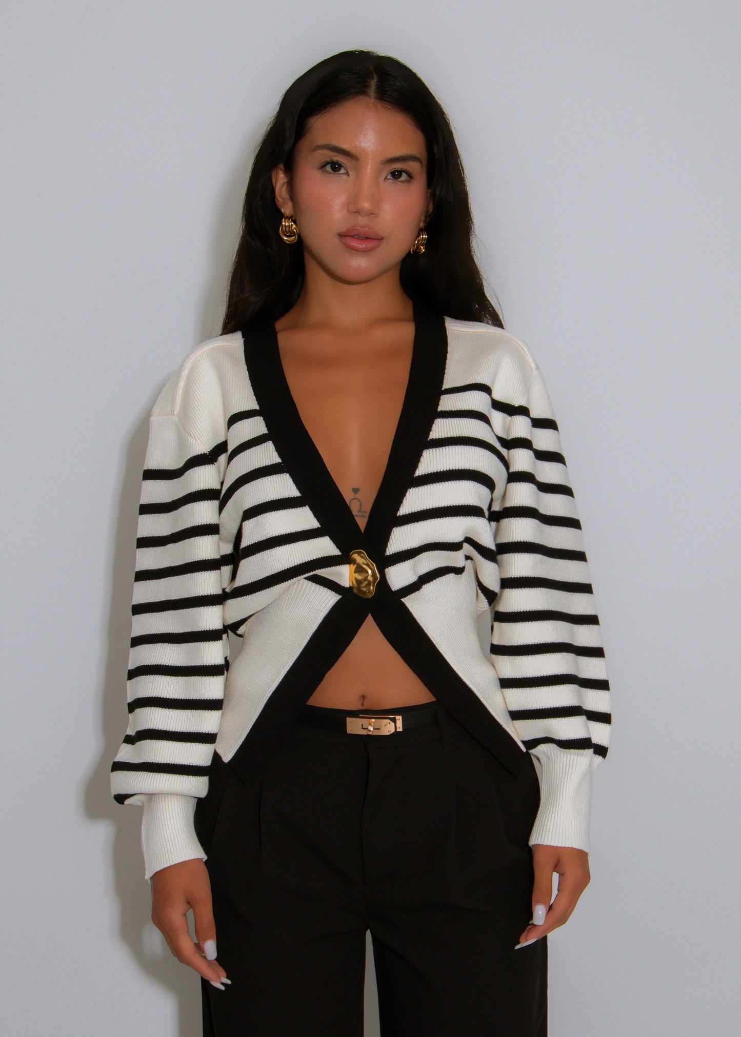 Atlantic Stripes Ribbed Sweater White