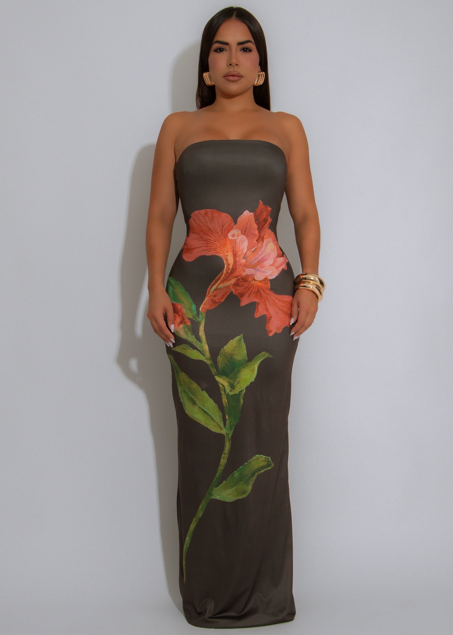 Fulfilling Floral Dreams Maxi Dress Brown