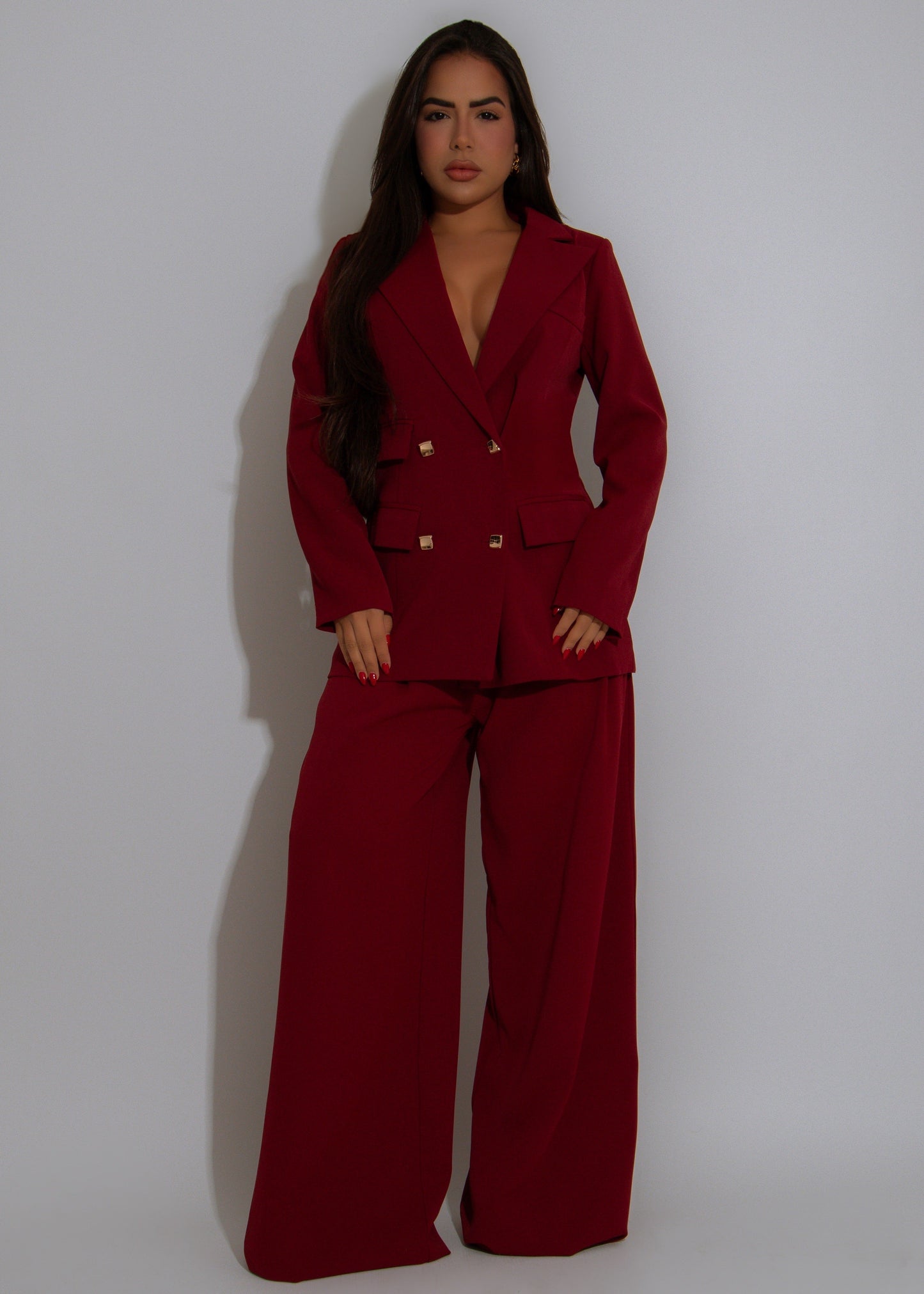 Executive Drama Pant Set Red