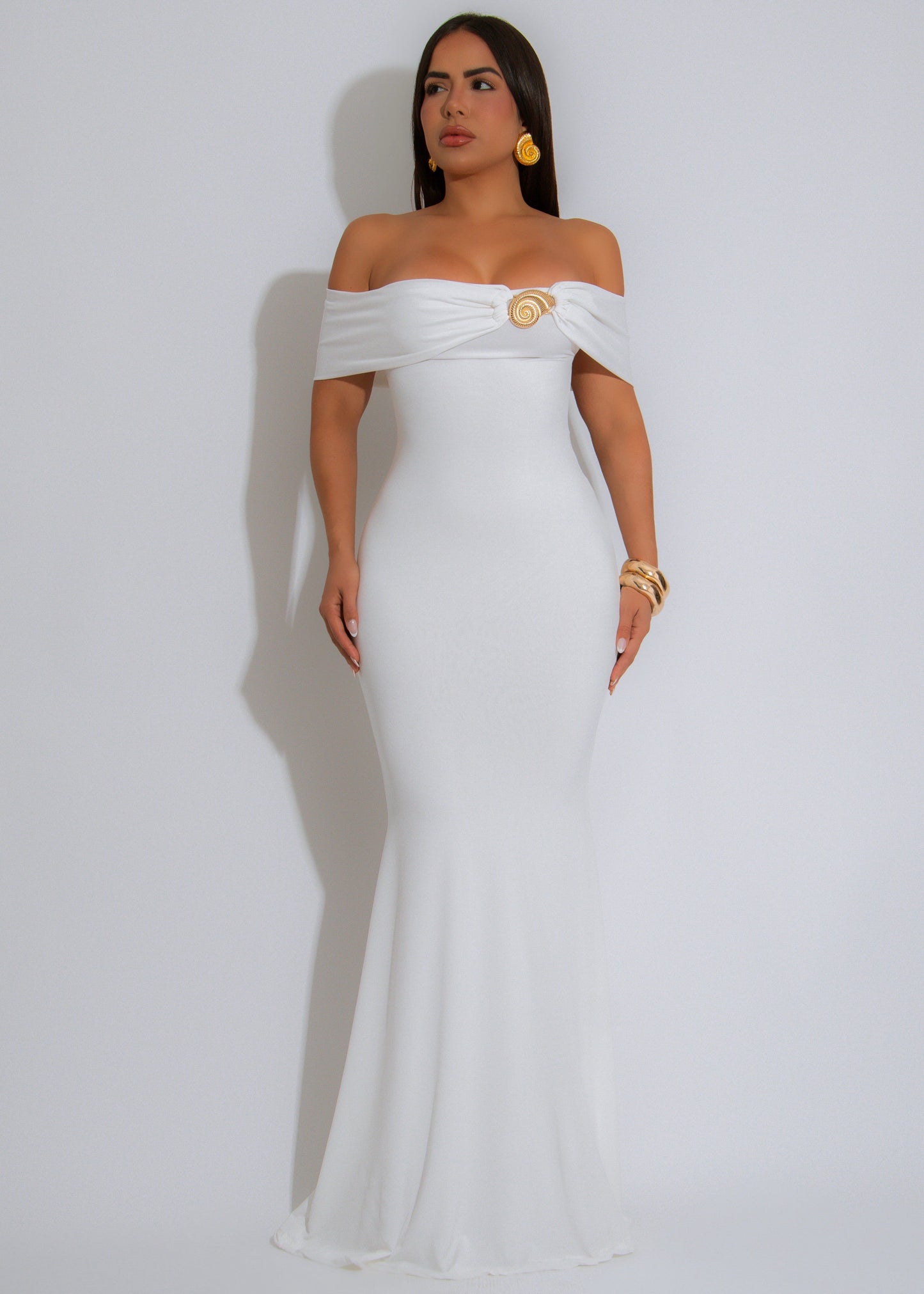 Siren Sway Ruched Maxi Dress White