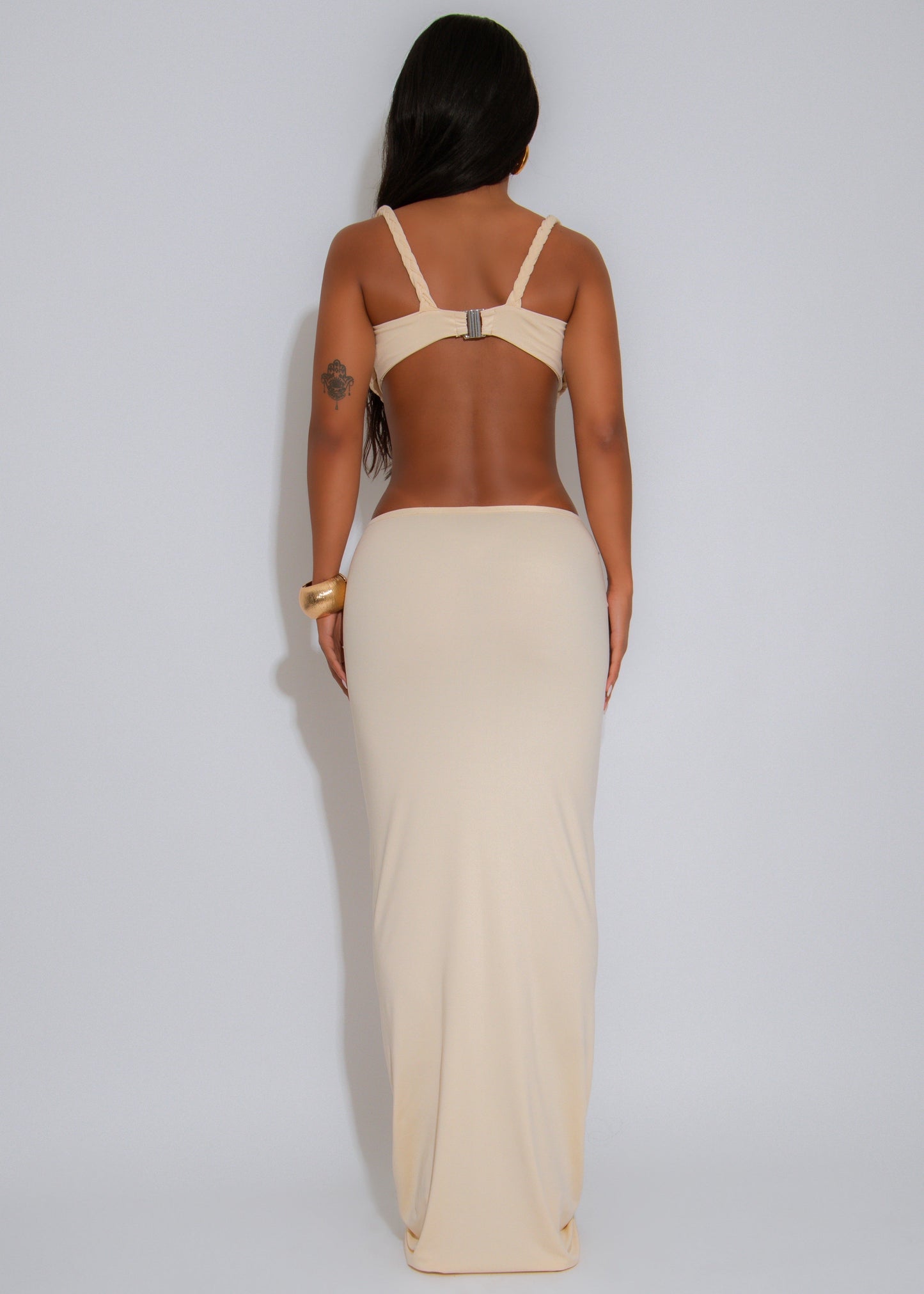 Divine Twist Ruched Skirt Set Nude