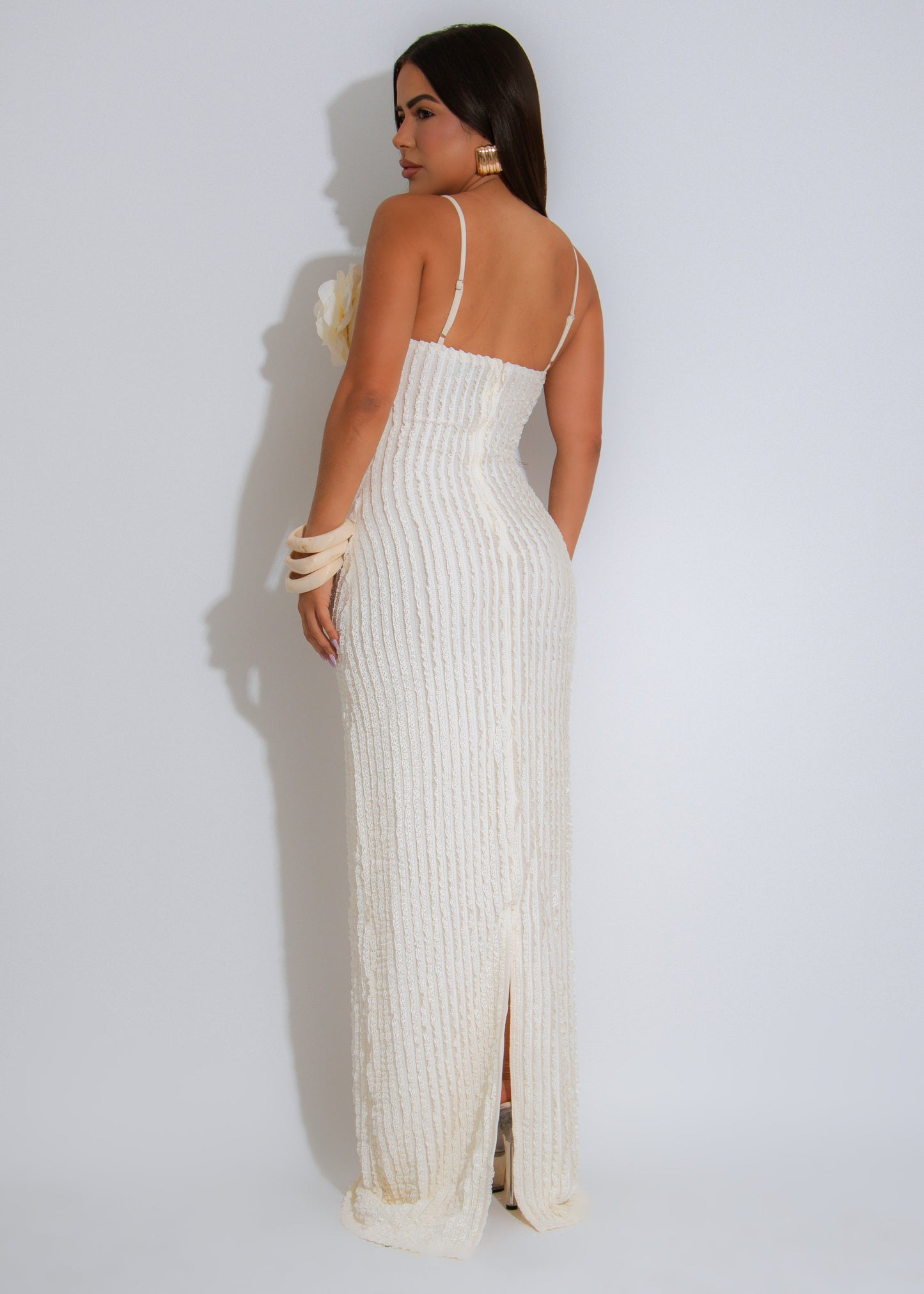 Fleur Femme Floral Maxi Dress Nude