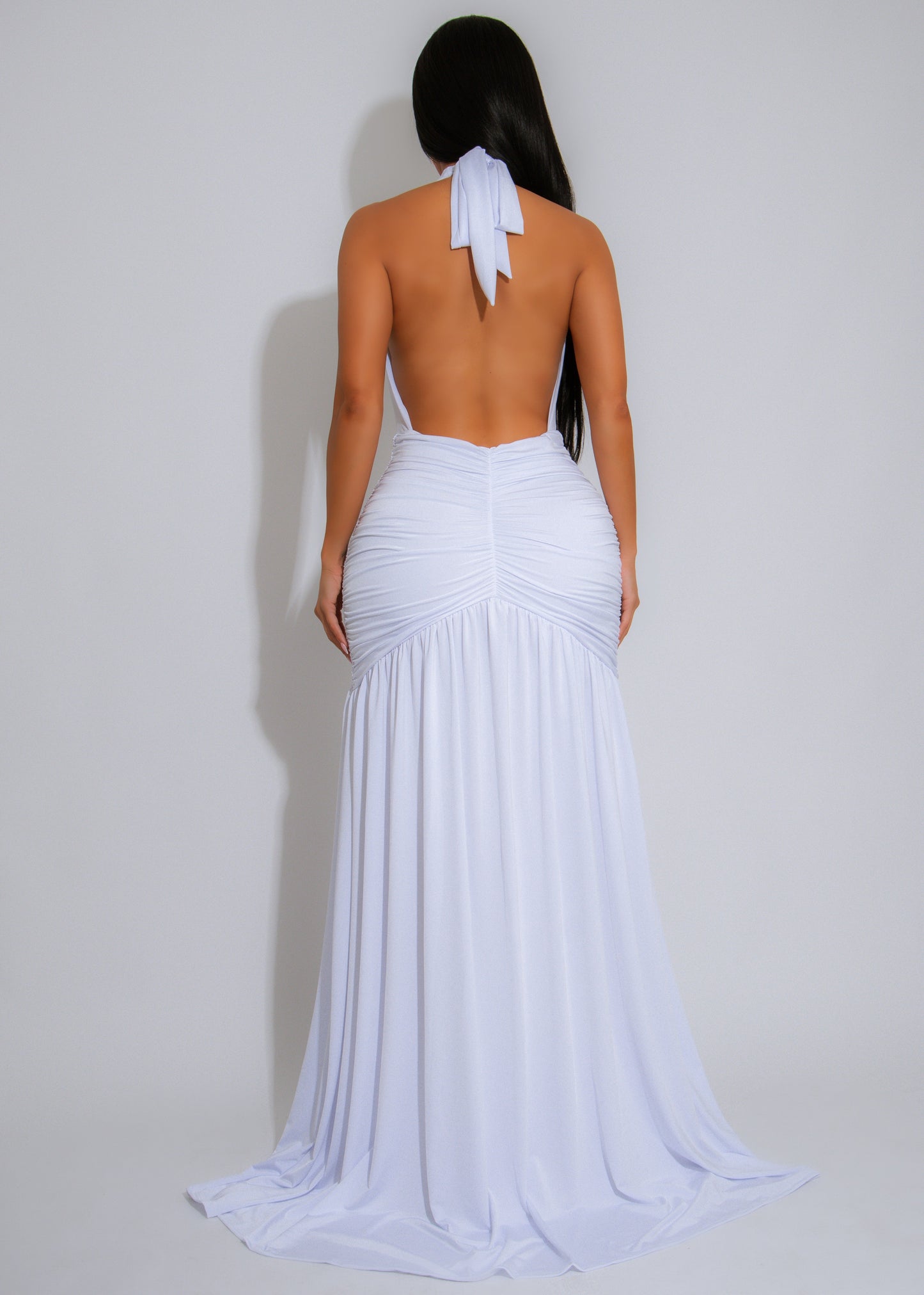 Afterglow Allure Ruched Maxi Dress White