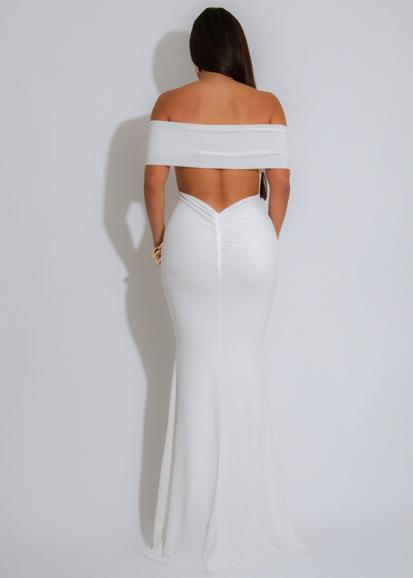 Siren Sway Ruched Maxi Dress White