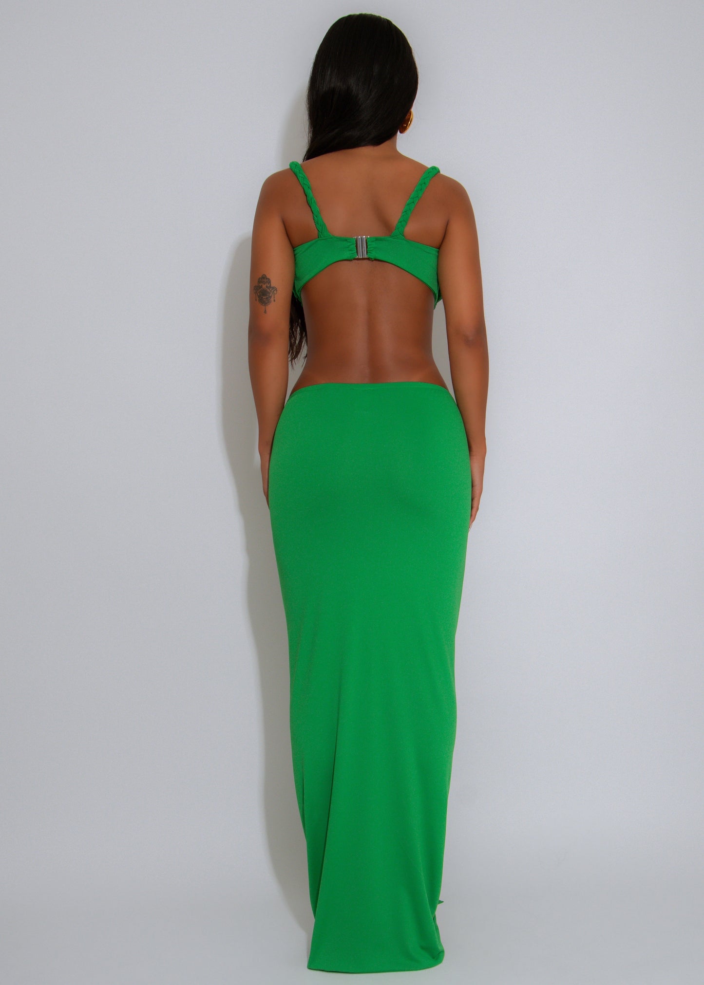 Divine Twist Ruched Skirt Set Green