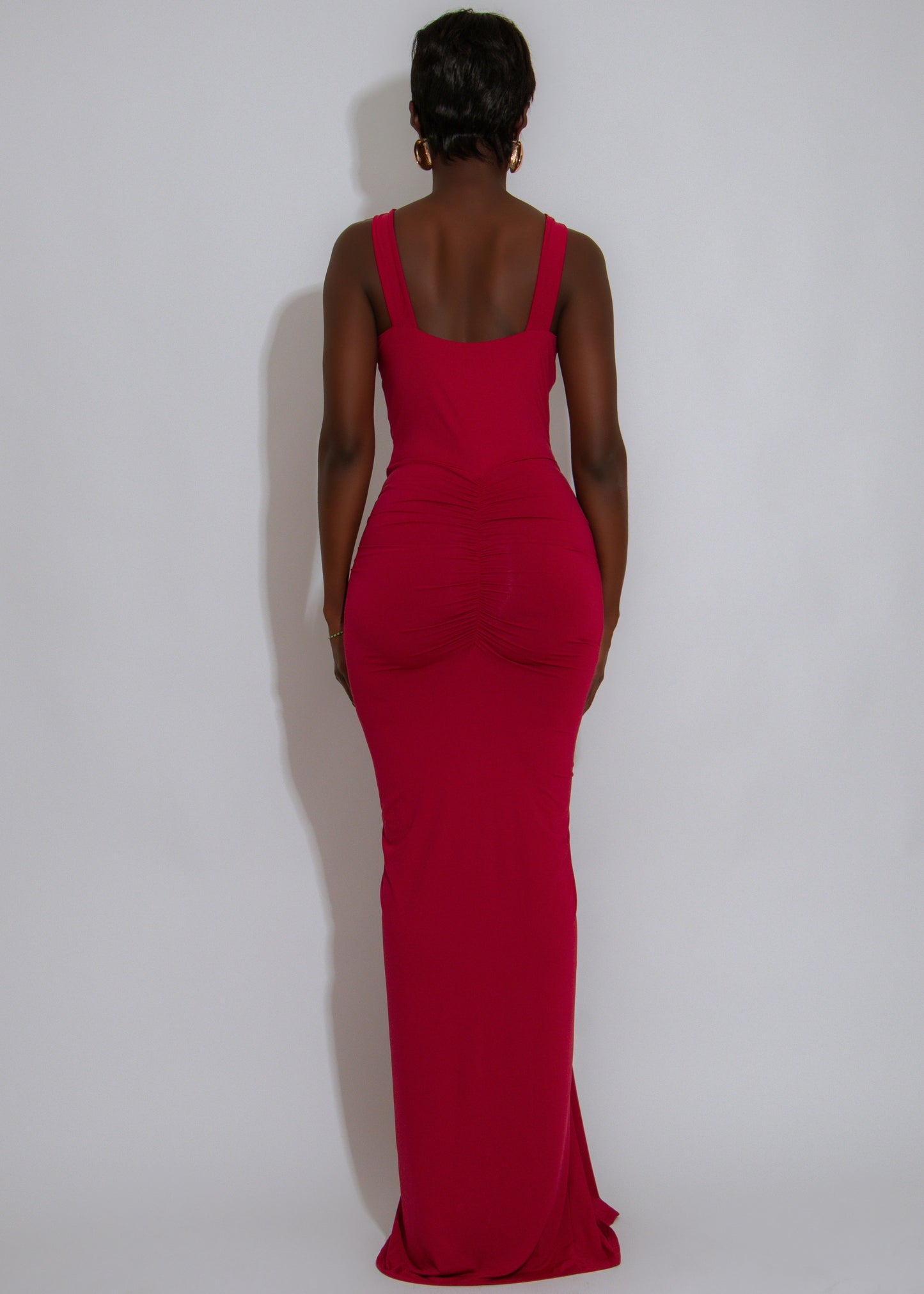 Adorable Affair Ruched Maxi Dress Burgundy