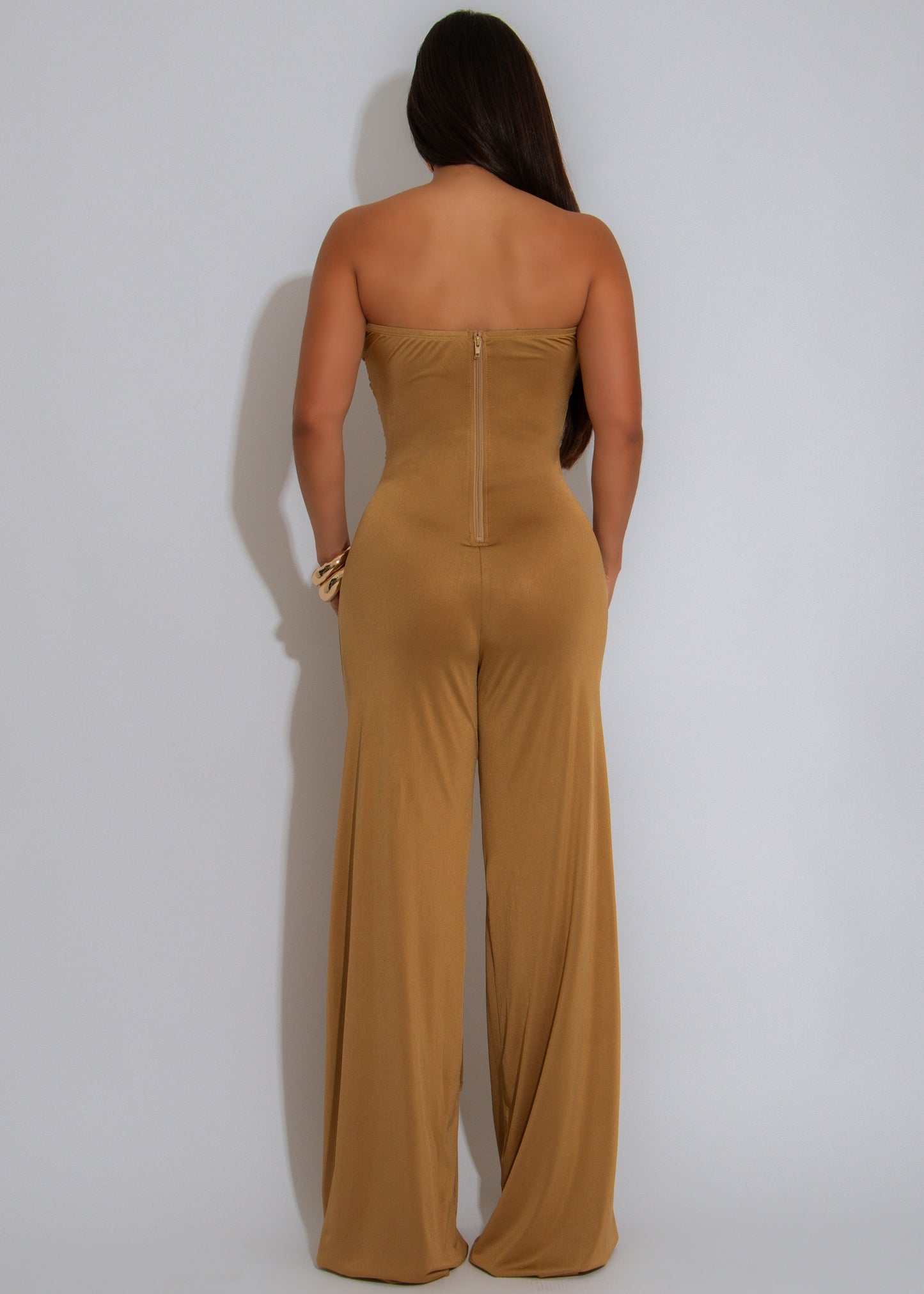 Isla Siren Ruched Jumpsuit Gold