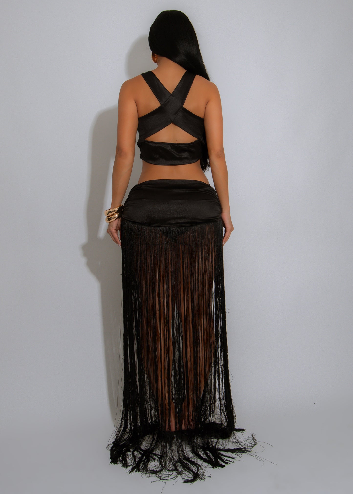 Sway Luxe Ruched Skirt Set Black