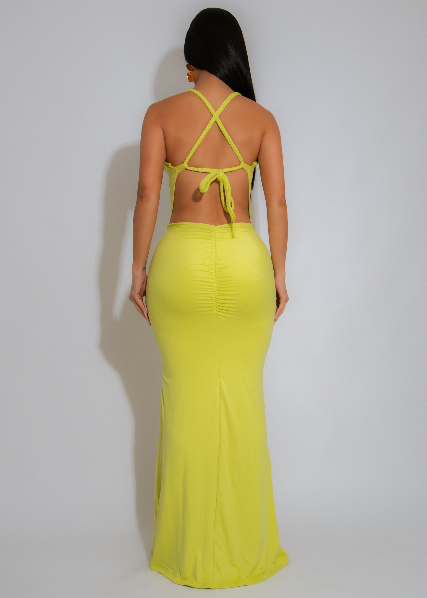 Mirage Flame Ruched Maxi Dress Yellow