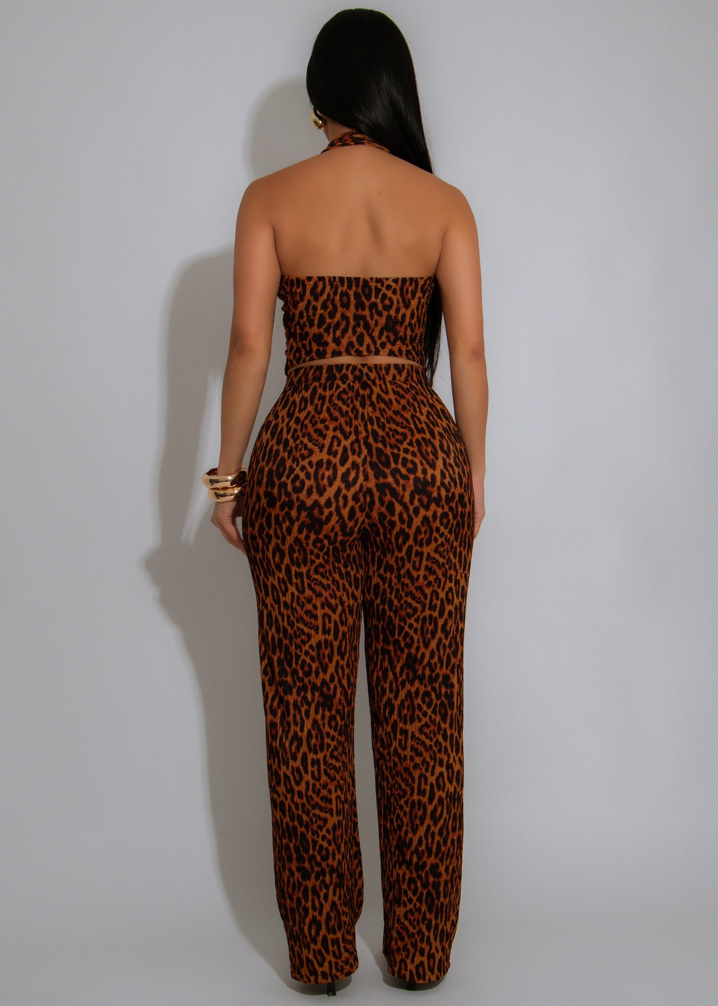 Like A Princess Leopard Pant Set Brown