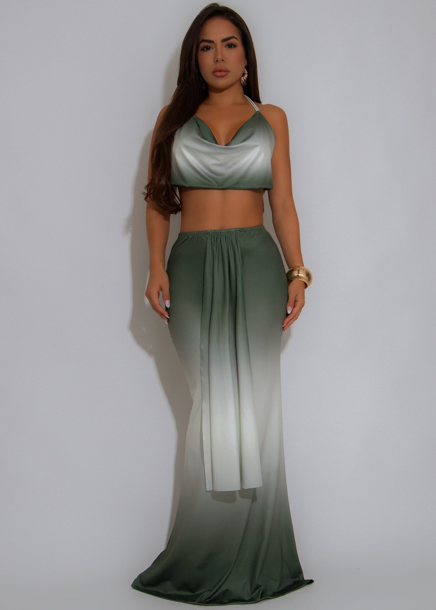 Horizon Allure Ruched Skirt Set Green