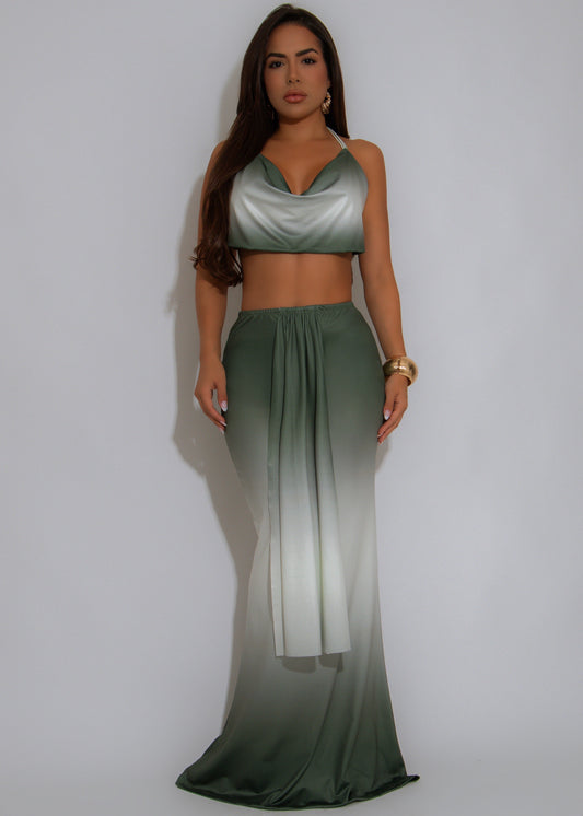 Horizon Allure Ruched Skirt Set Green