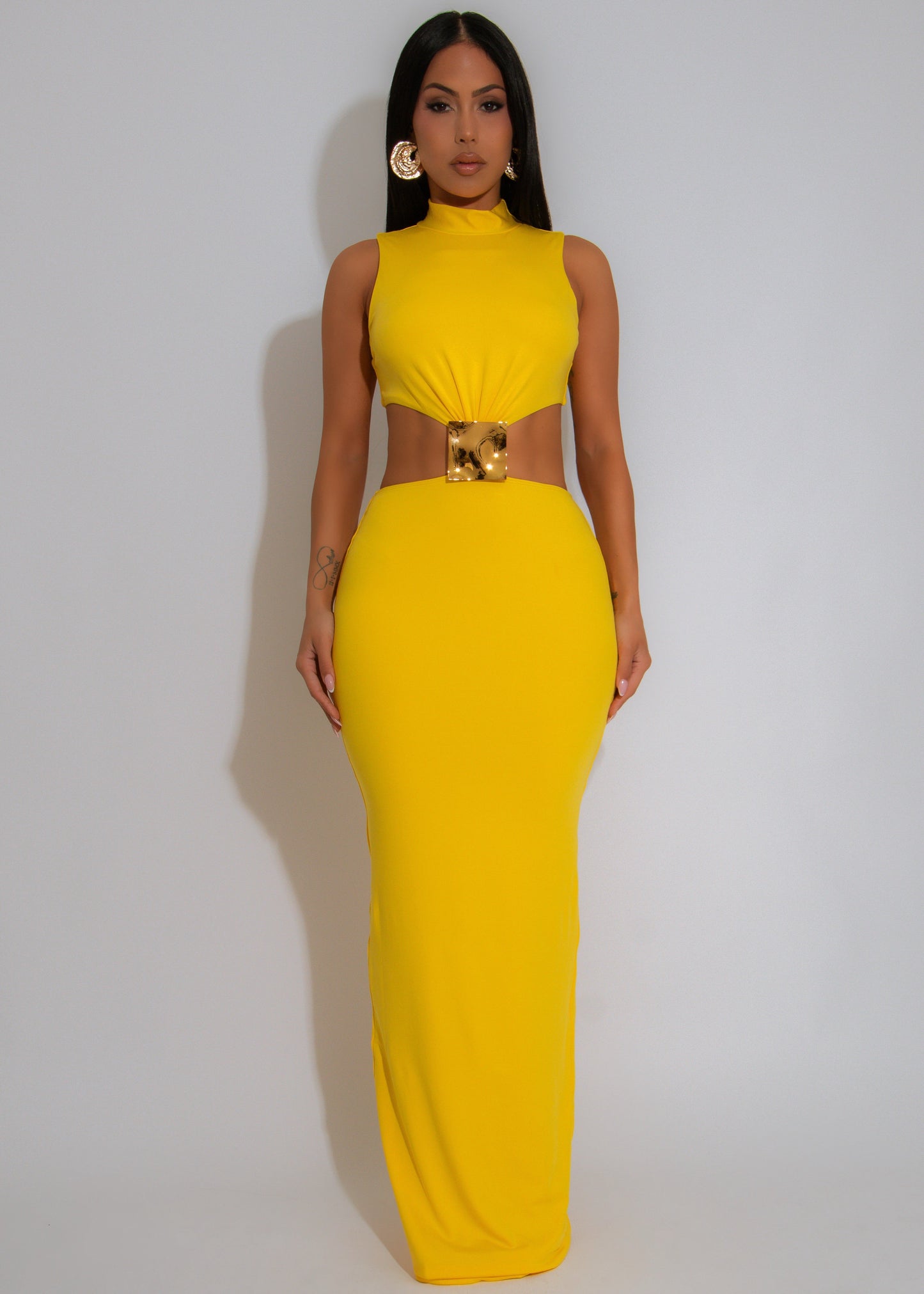 Twilight Muse Ruched Maxi Dress Yellow