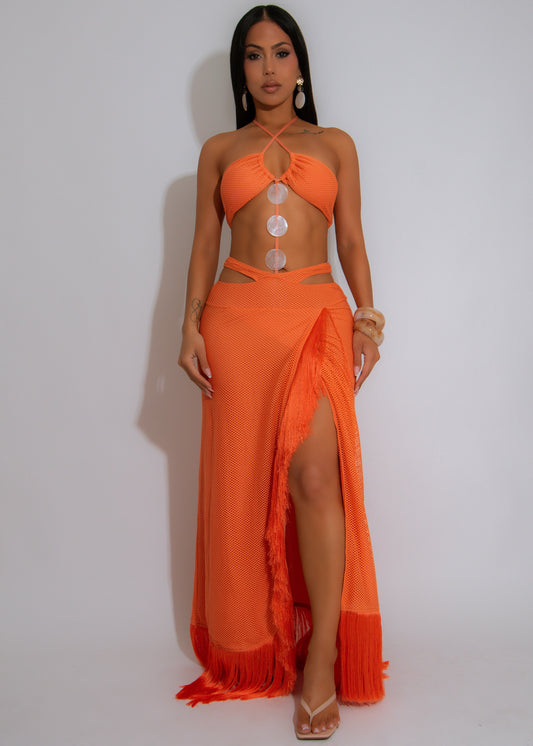 Siren’s Whisper Shell Maxi Dress Orange