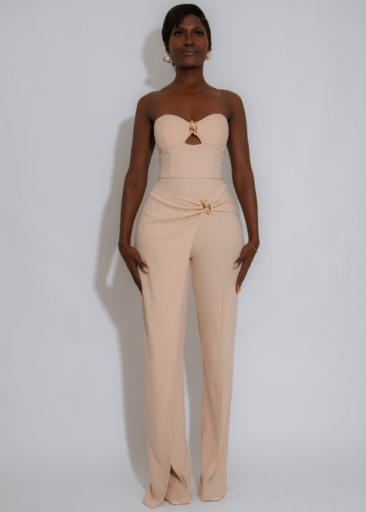 Eclipse Energy Ruched Jumpsuit Nude