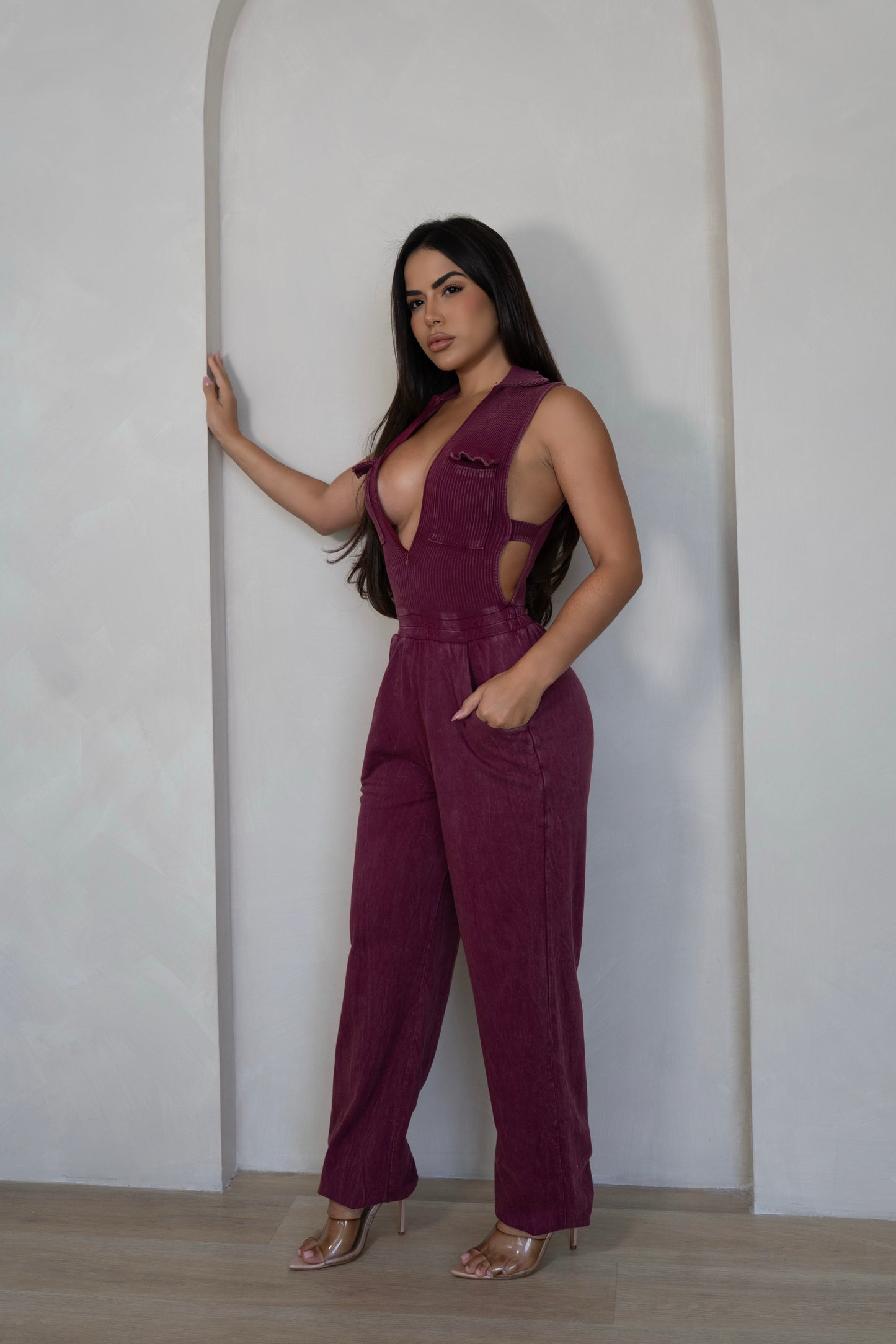 Ribbed Revival Jumpsuit Brown
