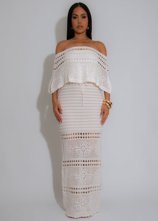 Sunseeker Knit Maxi Dress White