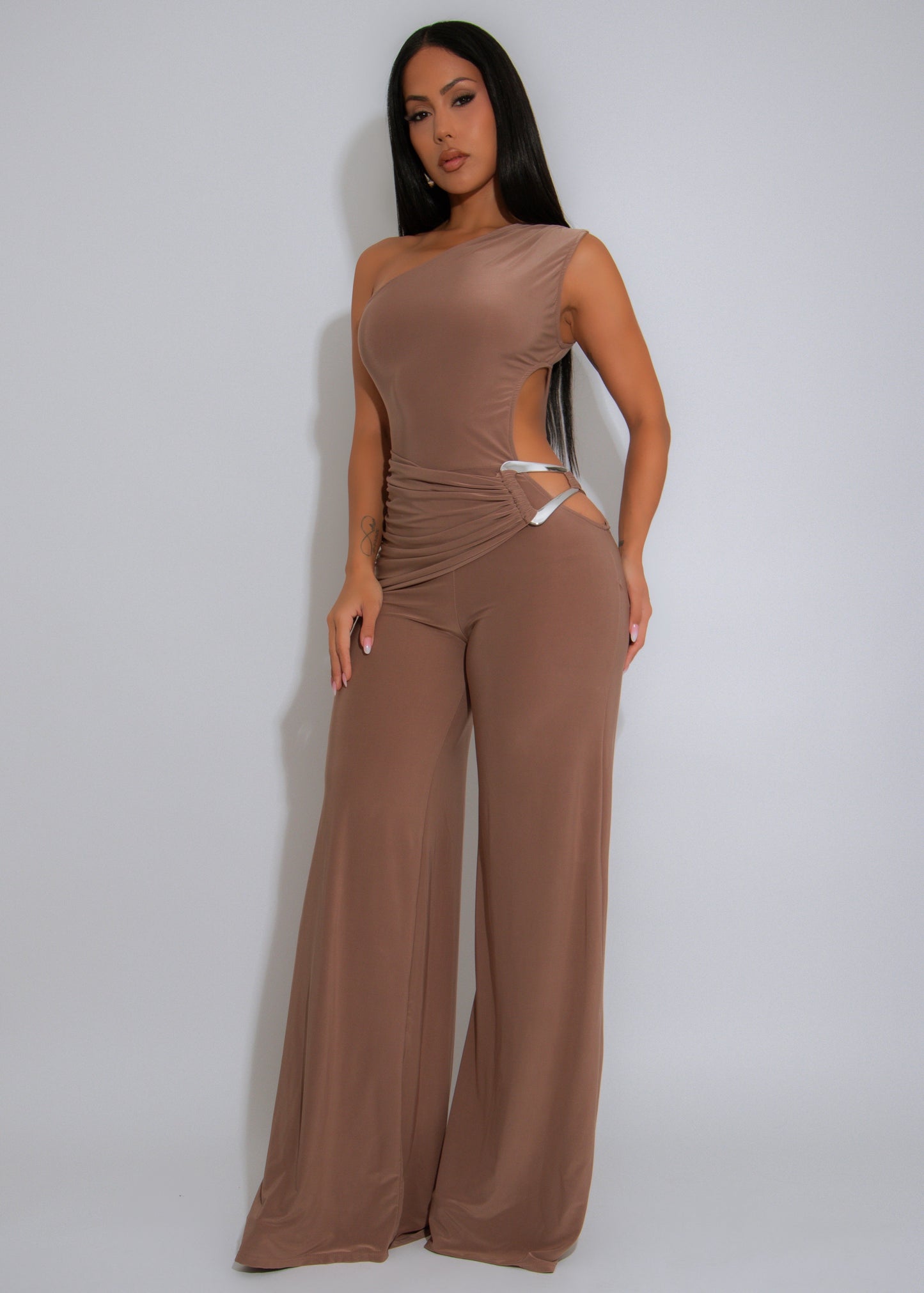 Radiant Ruched Jumpsuit Nude