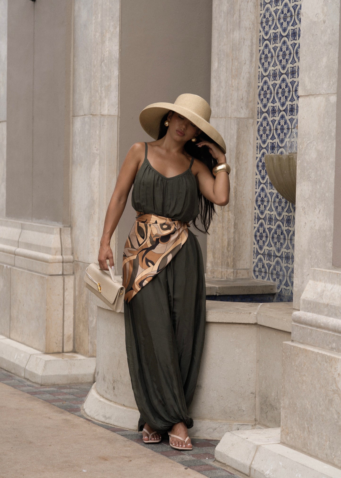Effortless Essence Ruched Jumpsuit Green
