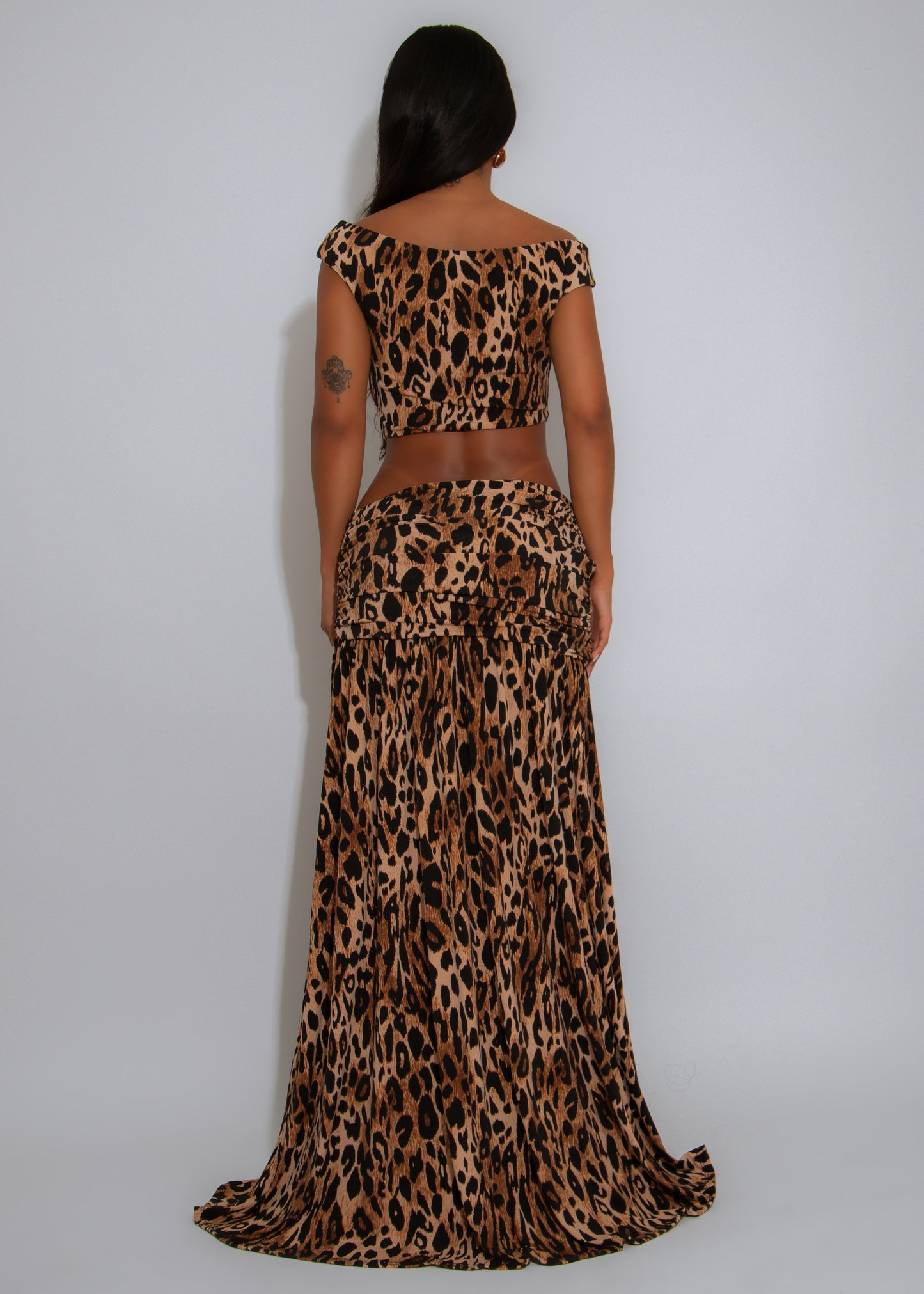 Opulence Bloom Ruched Skirt Set Black