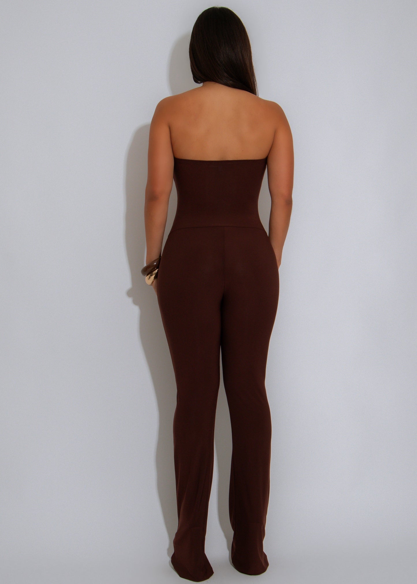 Cleo Crush Ruched Jumpsuit Brown