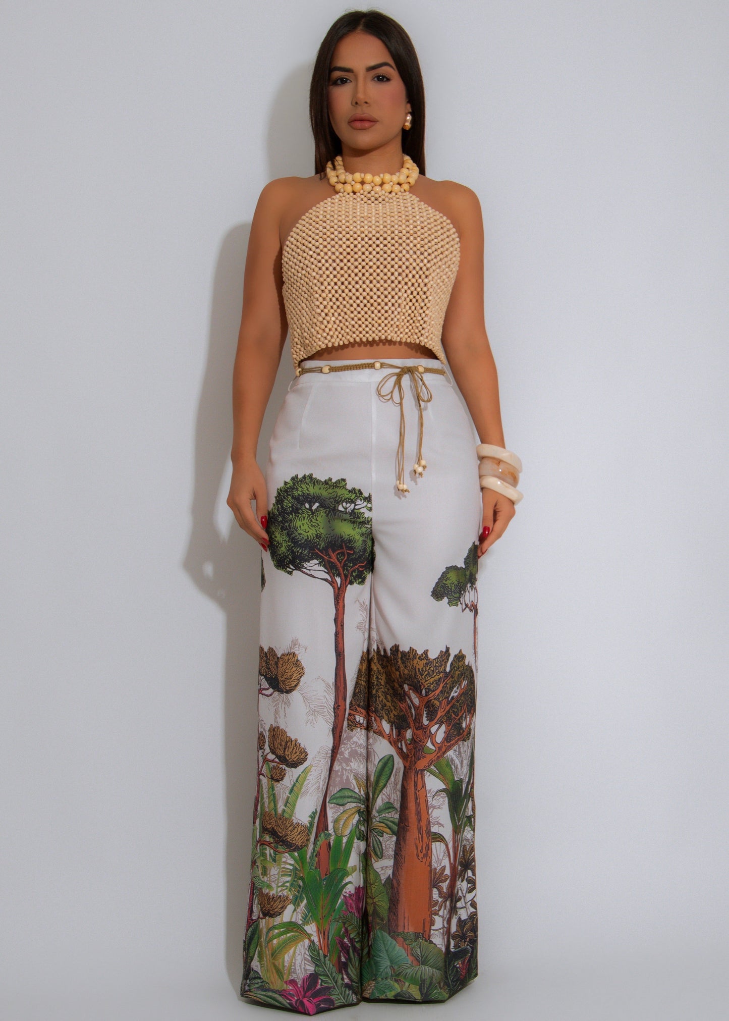 TropiChic Floral Pant Set Nude