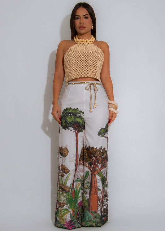 TropiChic Floral Pant Set Nude