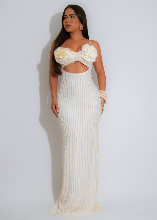 Fleur Femme Floral Maxi Dress Nude