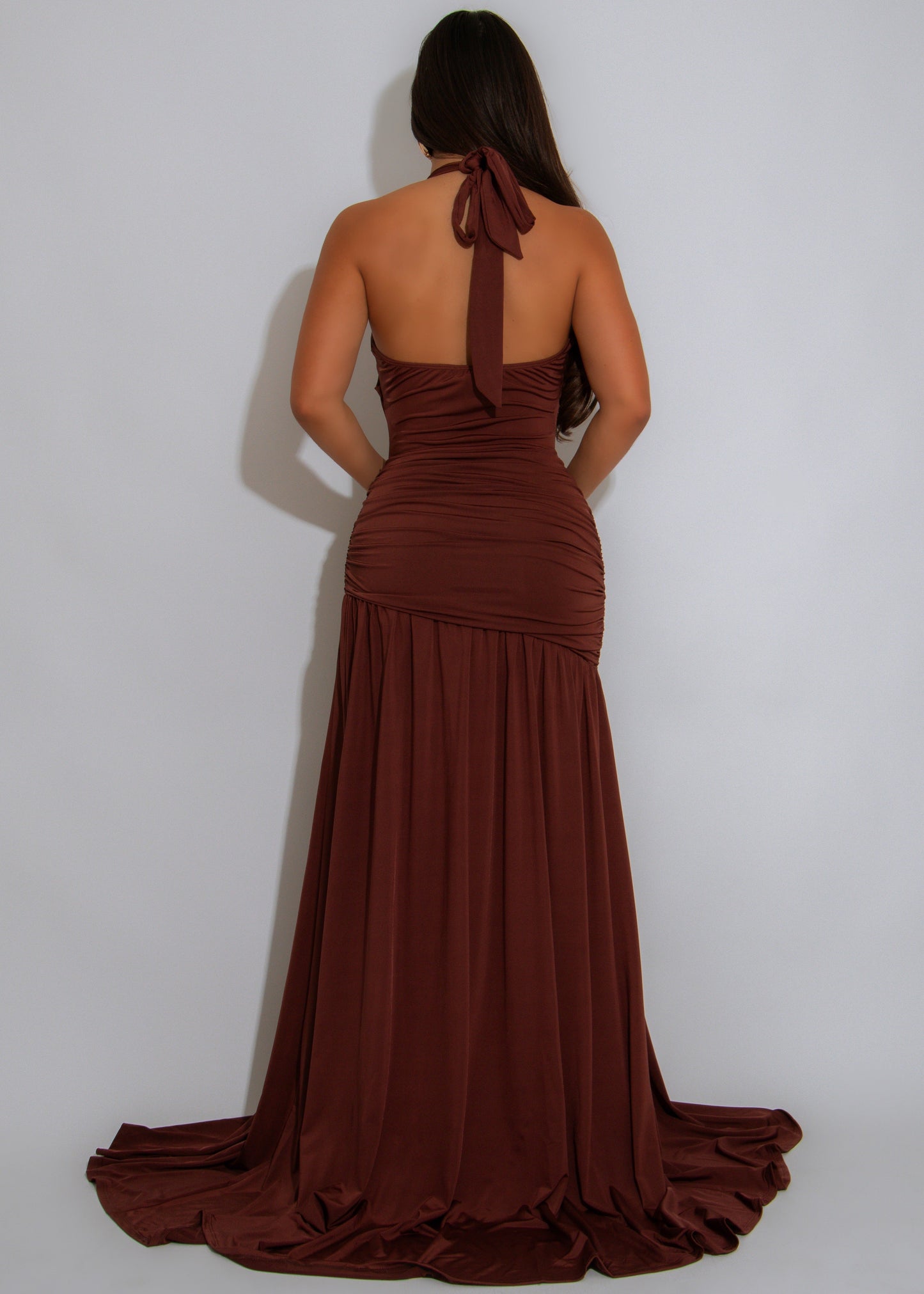 Oasis Whisper Ruched Maxi Dress Brown