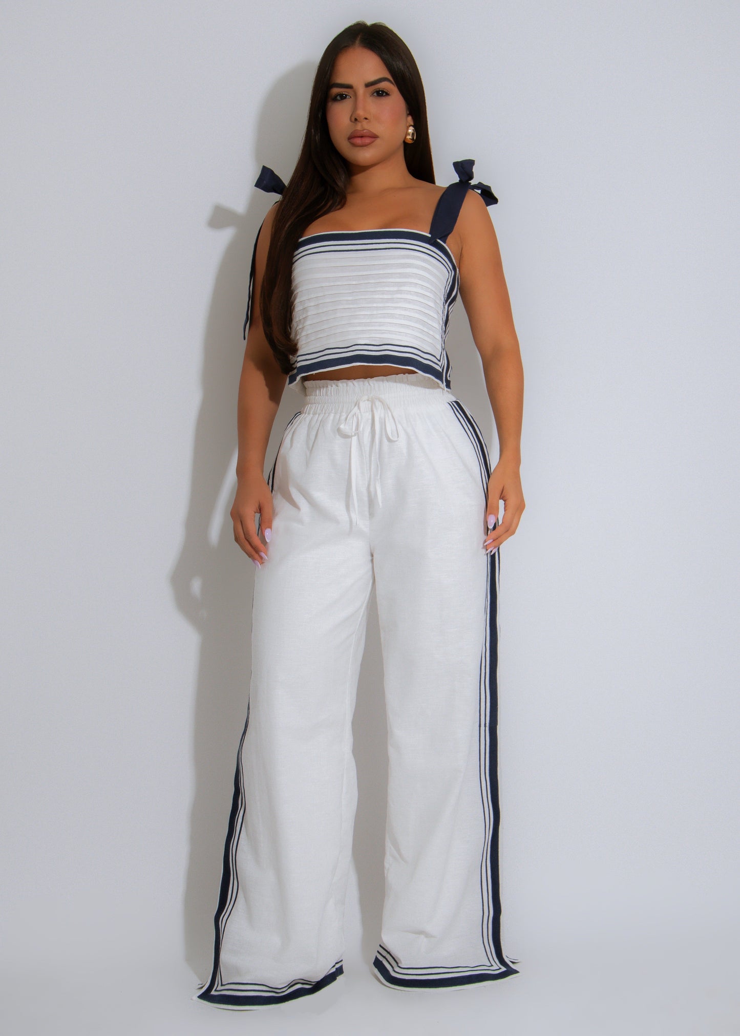 Sailor’s Muse Stripes Pant Set White
