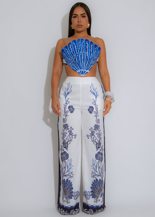 Shell Muse Ruched Pant Set White