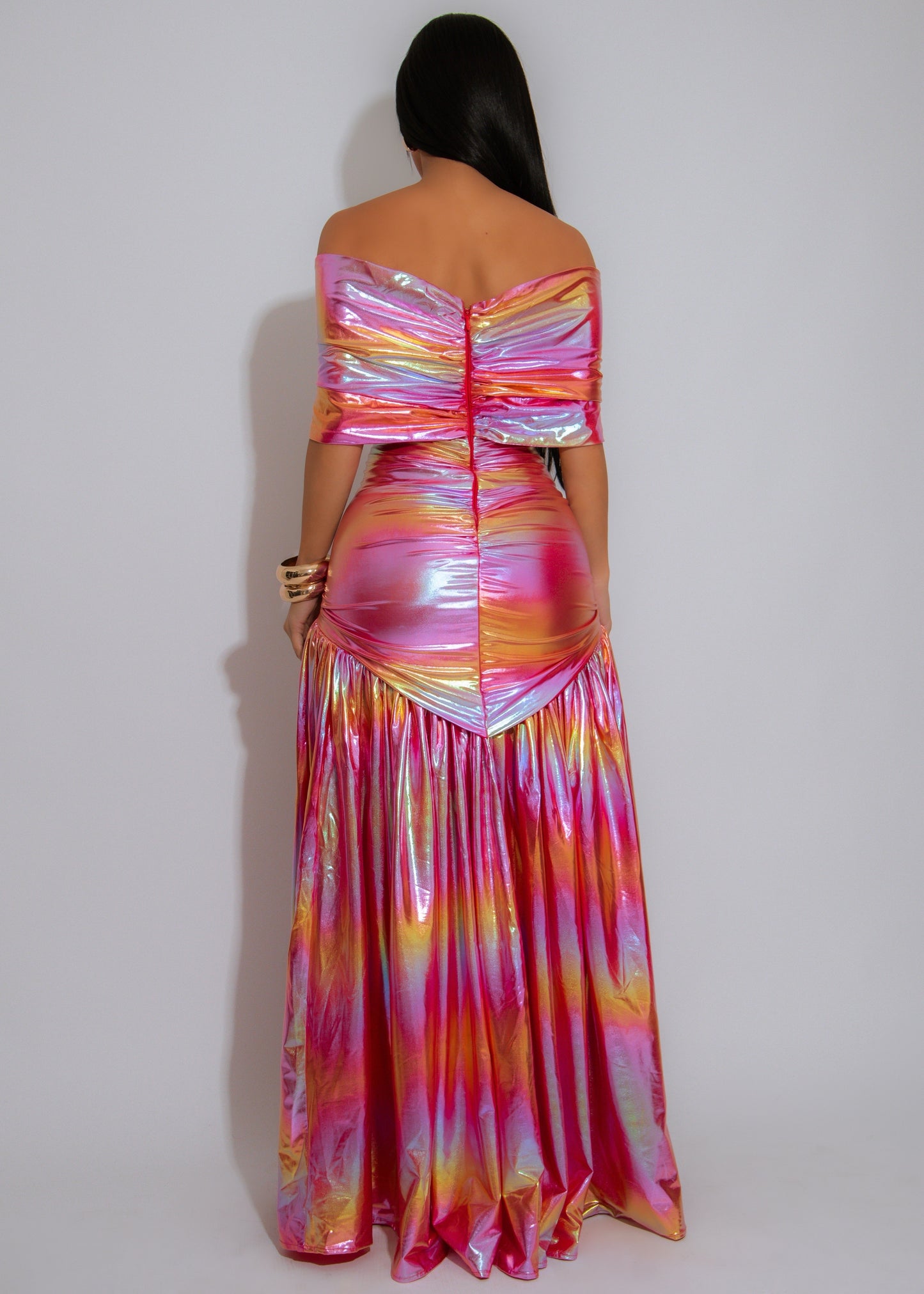 Ocean Spell Ruched Maxi Dress Pink