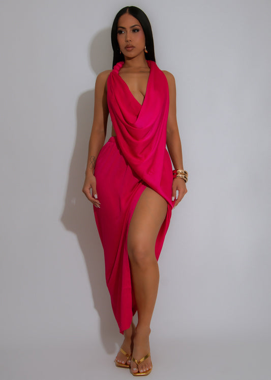 Heatwave Muse Ruched Midi Dress Pink