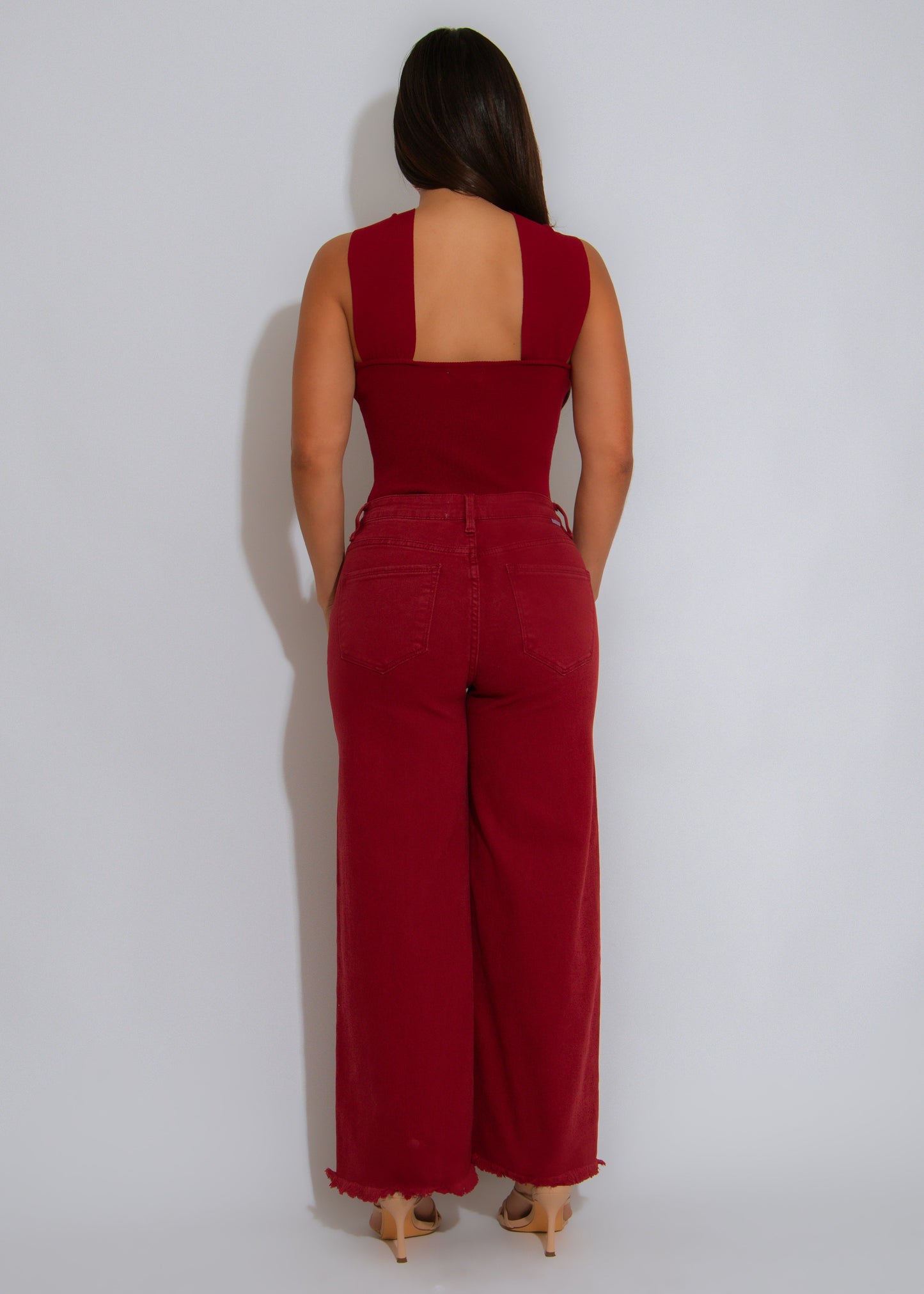 After Dark Halter Ribbed Crop Top Red