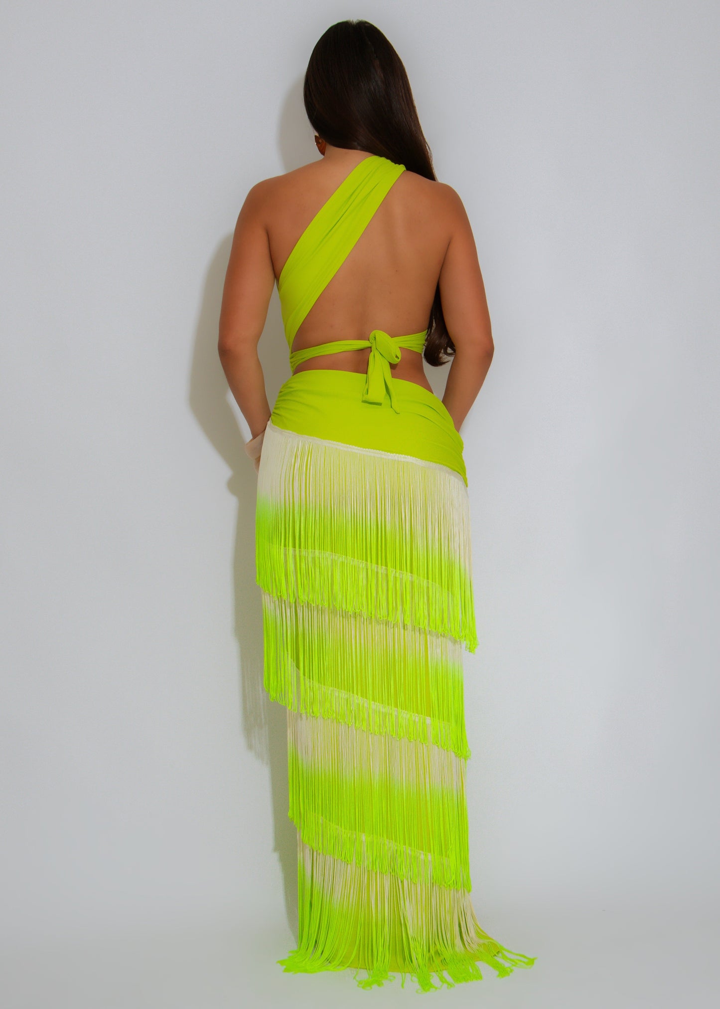 Solar Seduction Ruched Maxi Dress Green