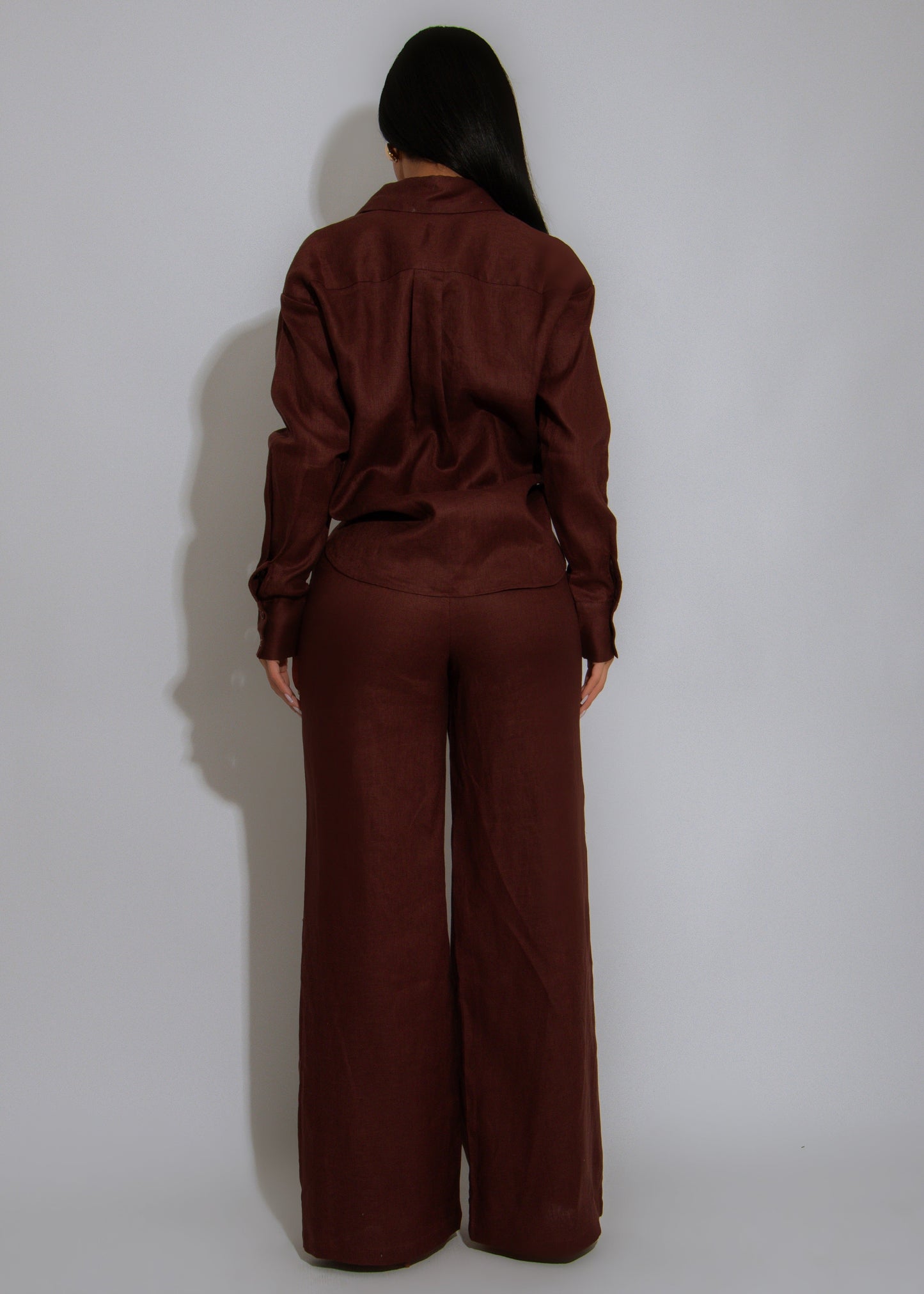 Sol Vista Linen Pant Set Brown