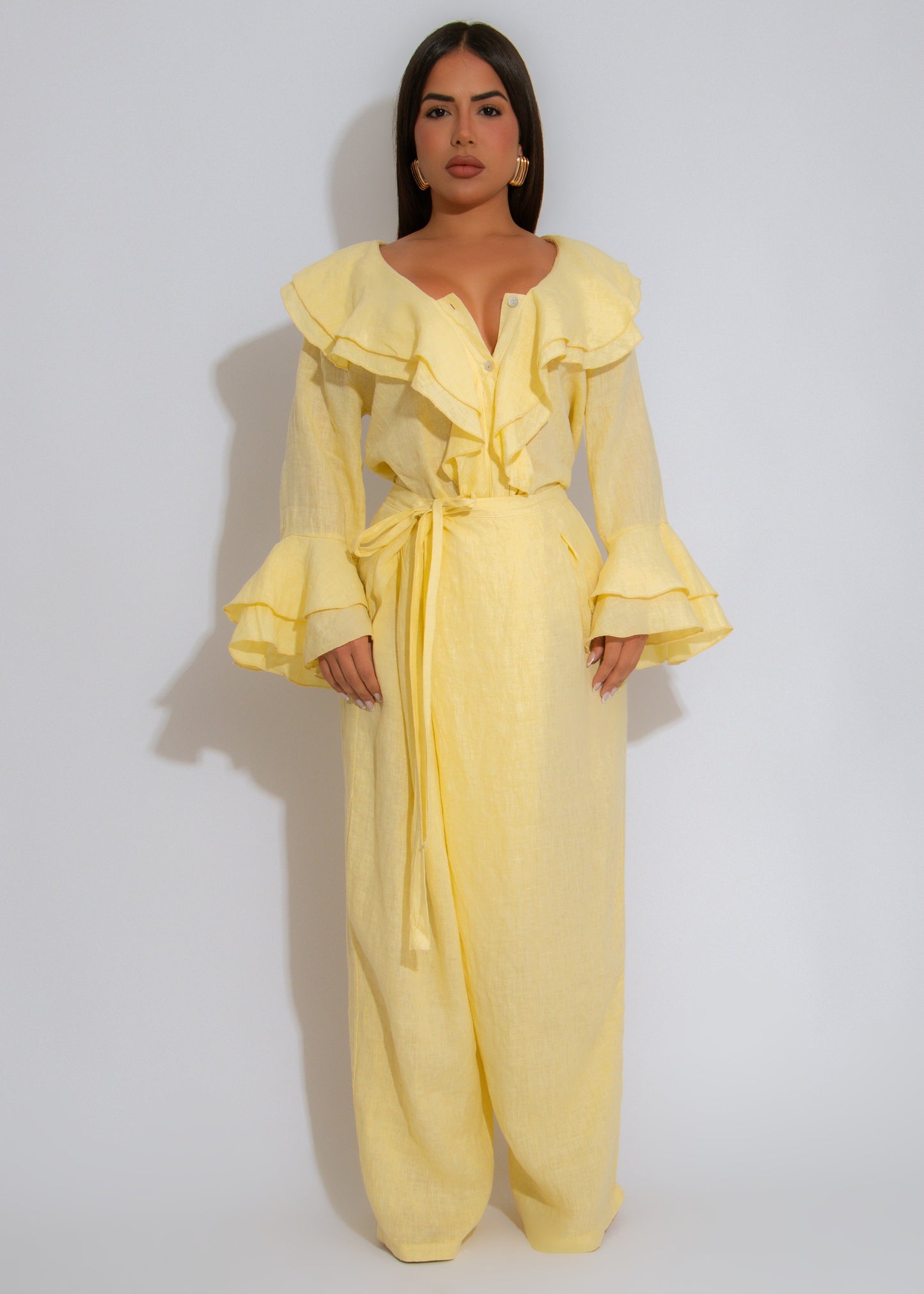 Coastal Calm Linen Pants Yellow