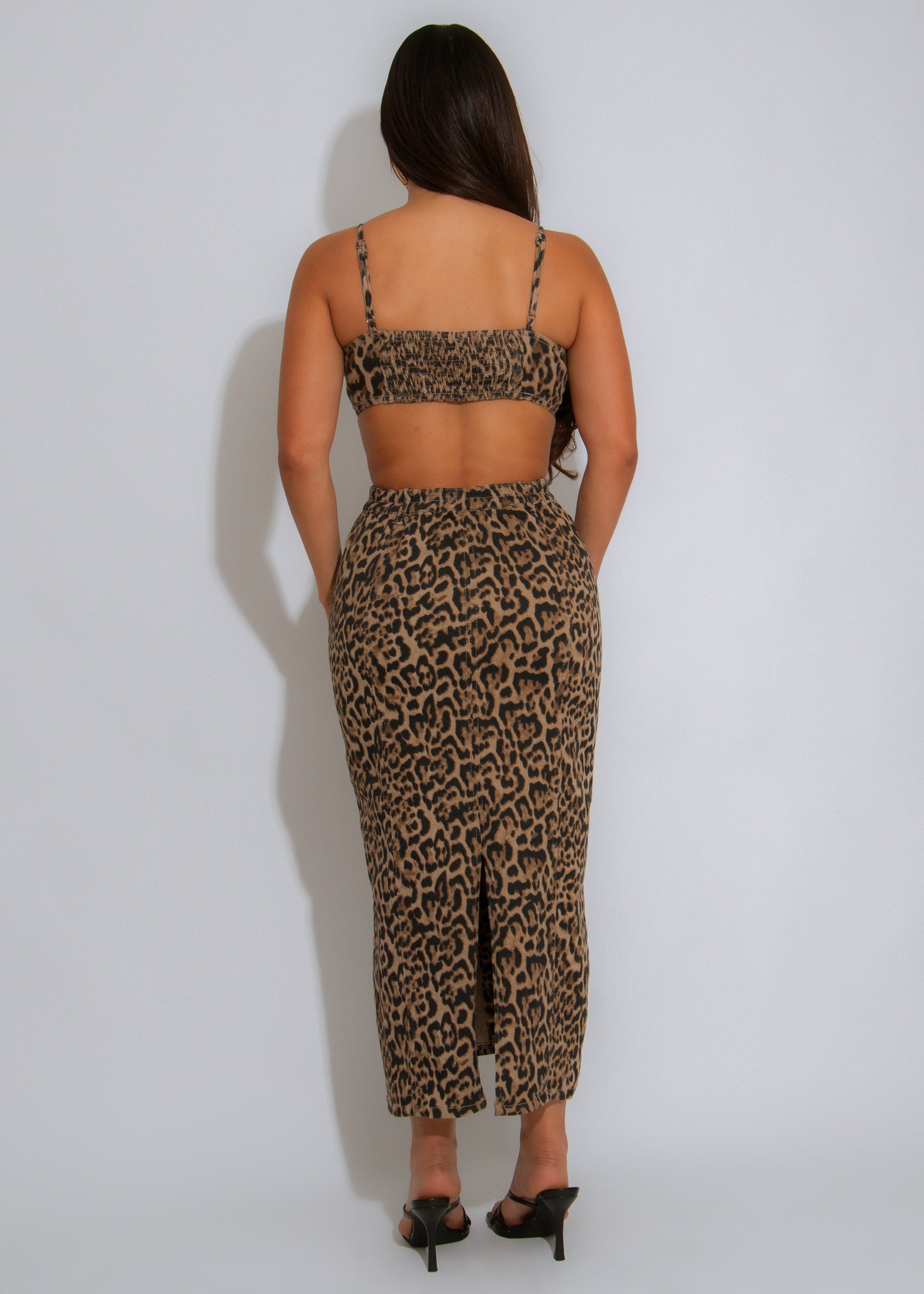 Leopard Wild Allure Midi Dress Brown