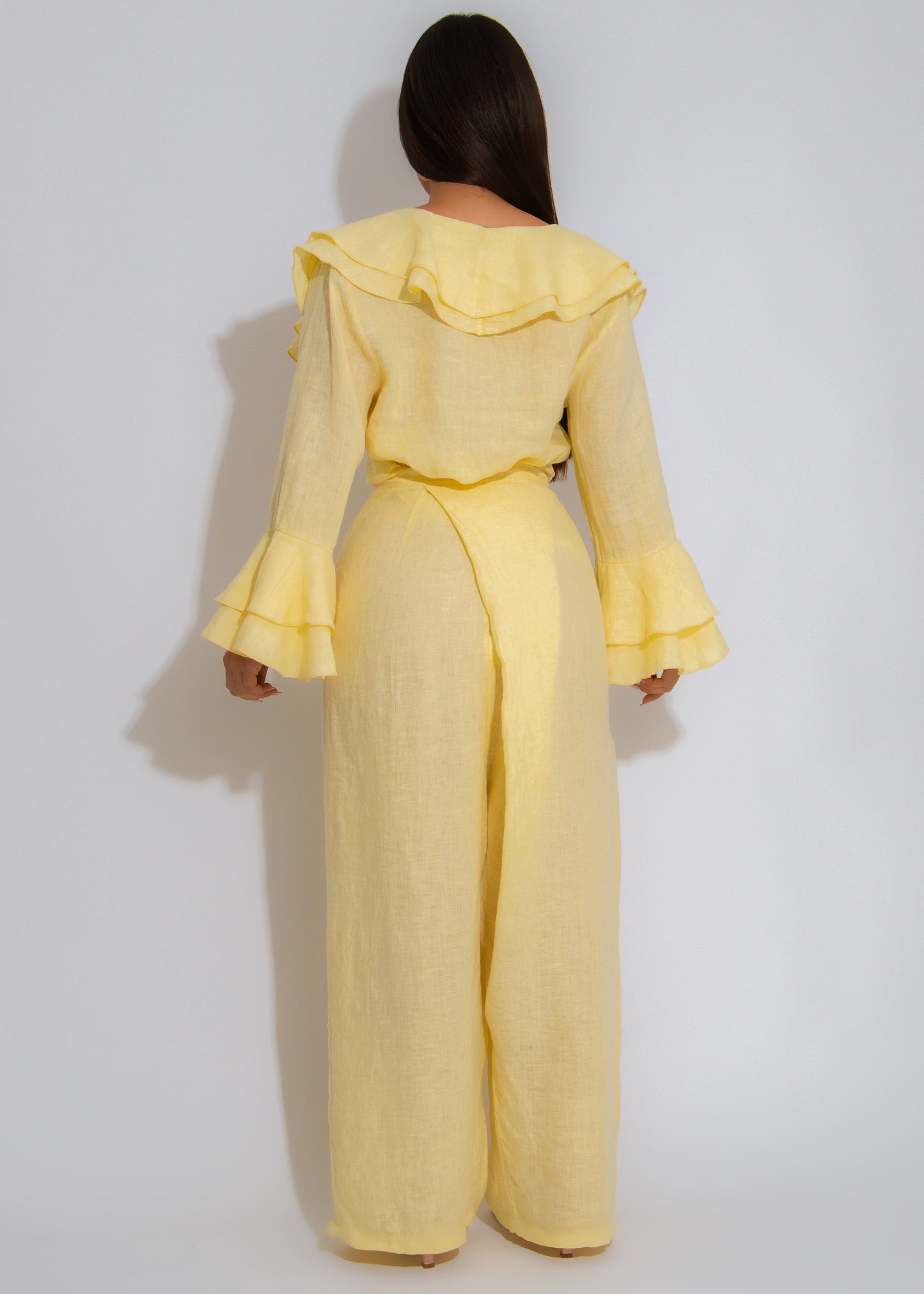 Coastal Calm Linen Pants Yellow