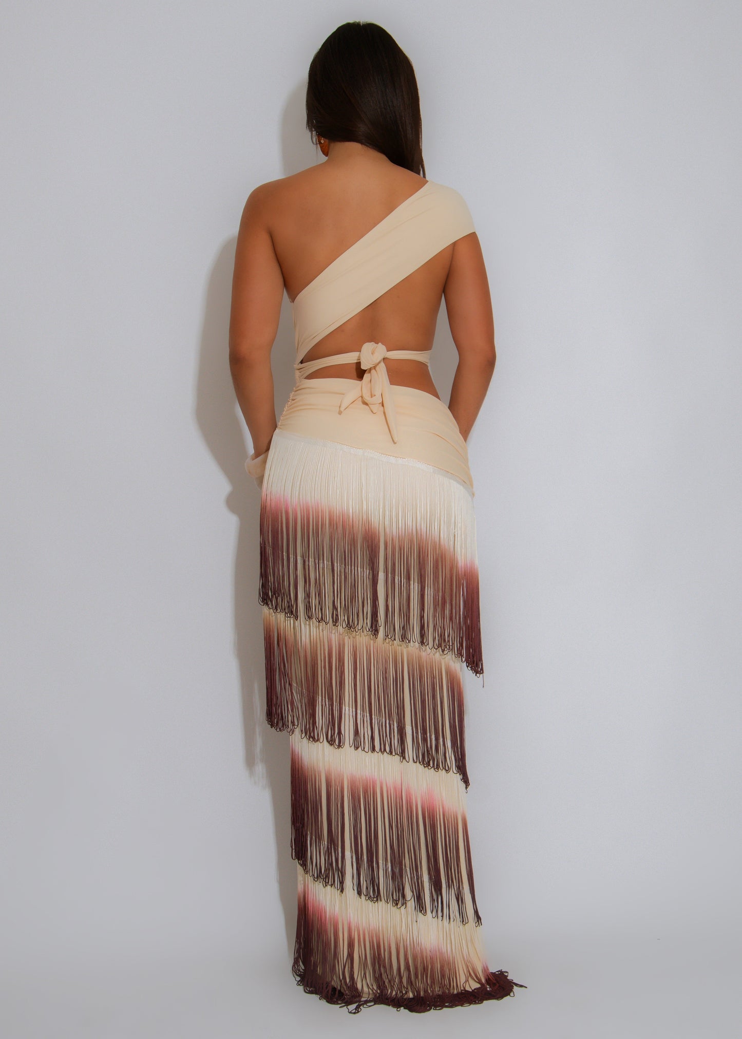Solar Seduction Ruched Maxi Dress Nude