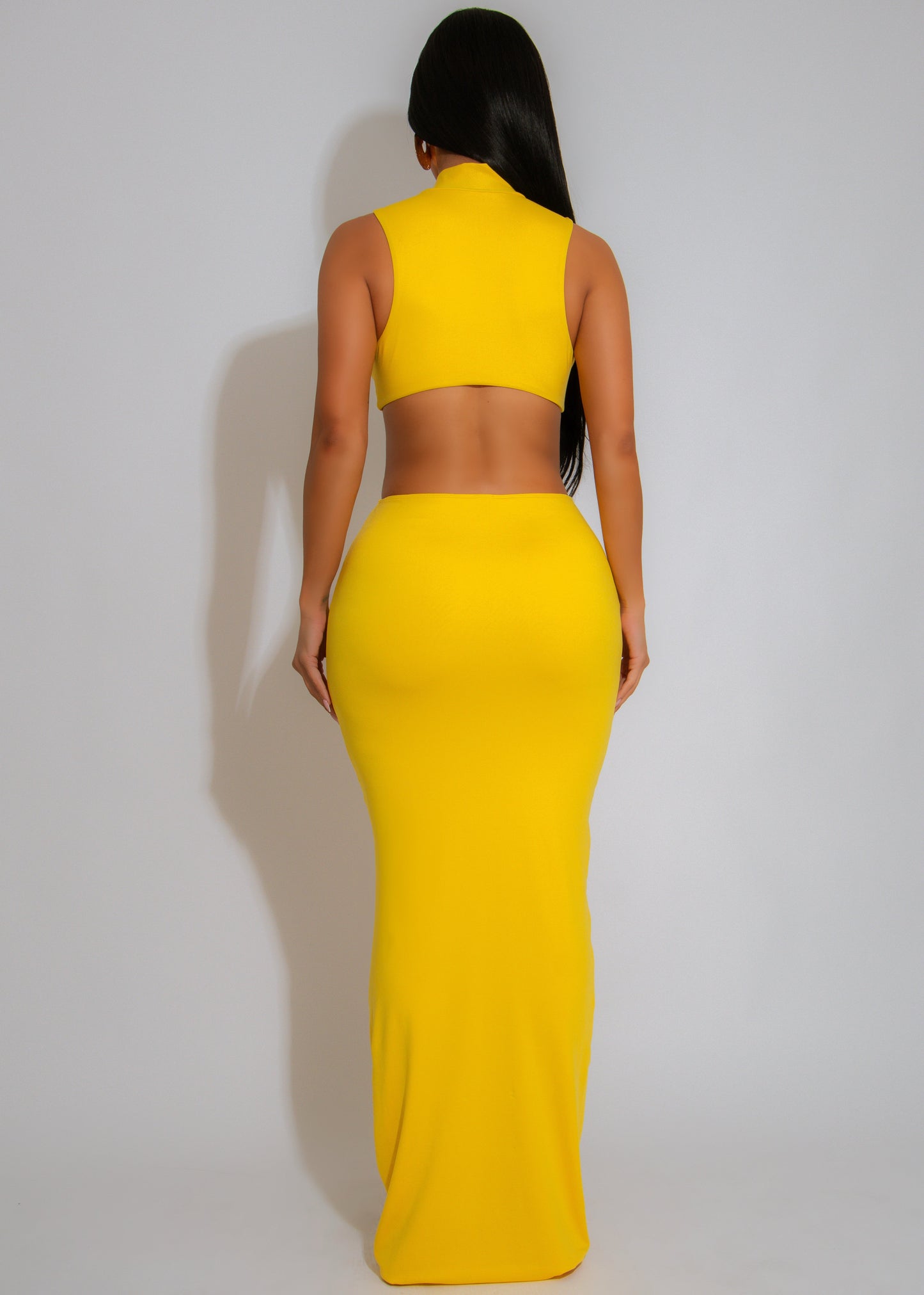 Twilight Muse Ruched Maxi Dress Yellow