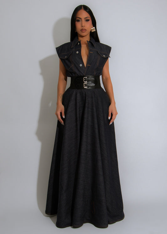 Western Muse Skirt Set Dark Denim