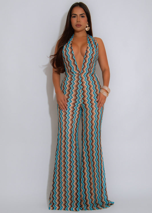 Pretty Sweet Knit Jumpsuit Blue