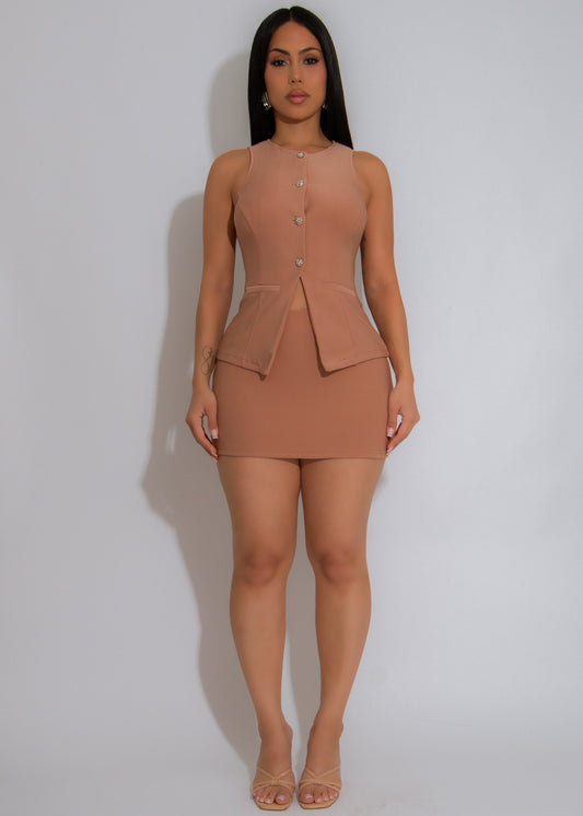 Command Attention Skirt Set Nude