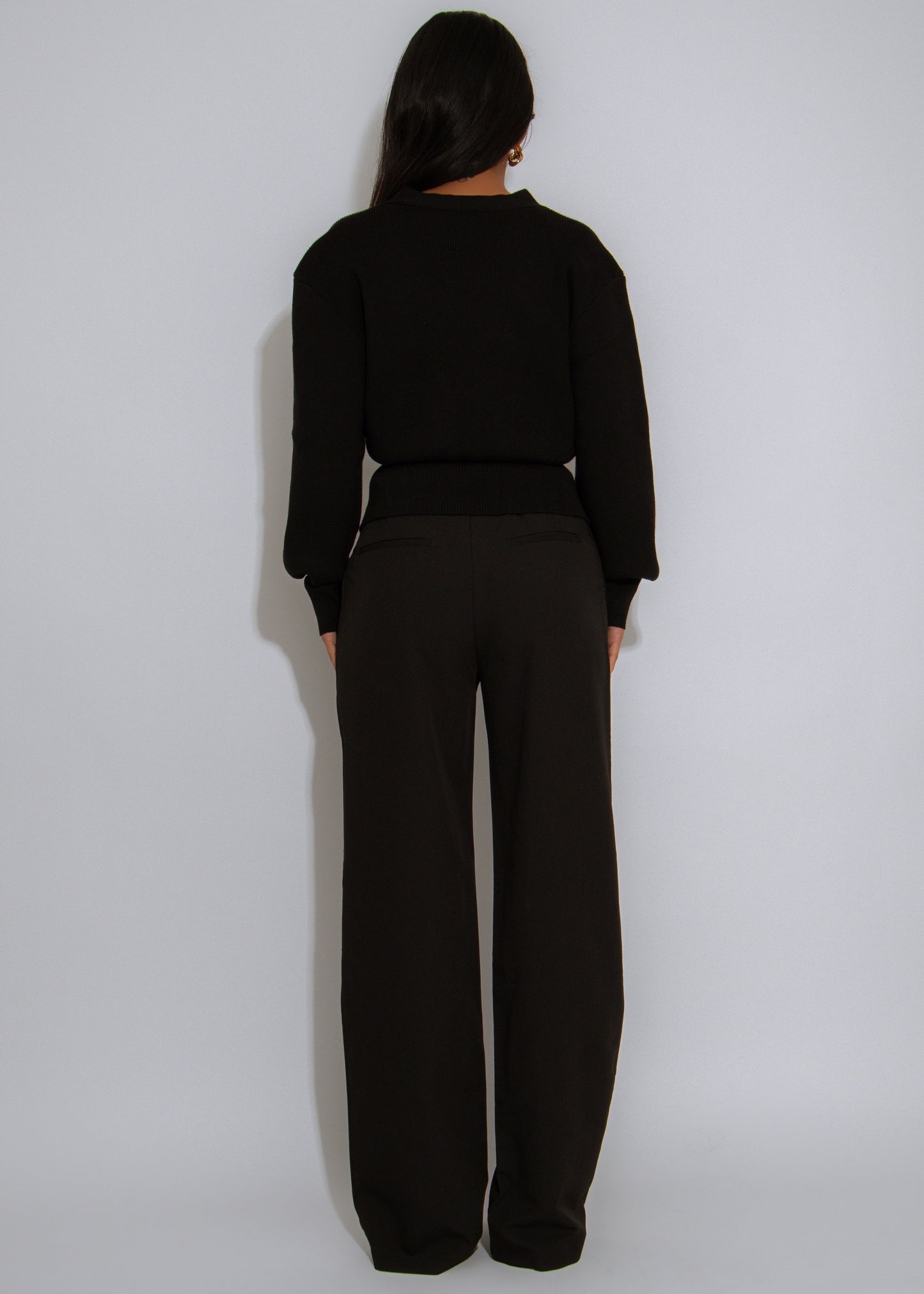 Bold Accent Ribbed Sweater Black