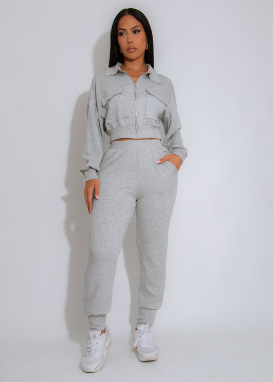 Street Ease Cargo Pant Set Grey